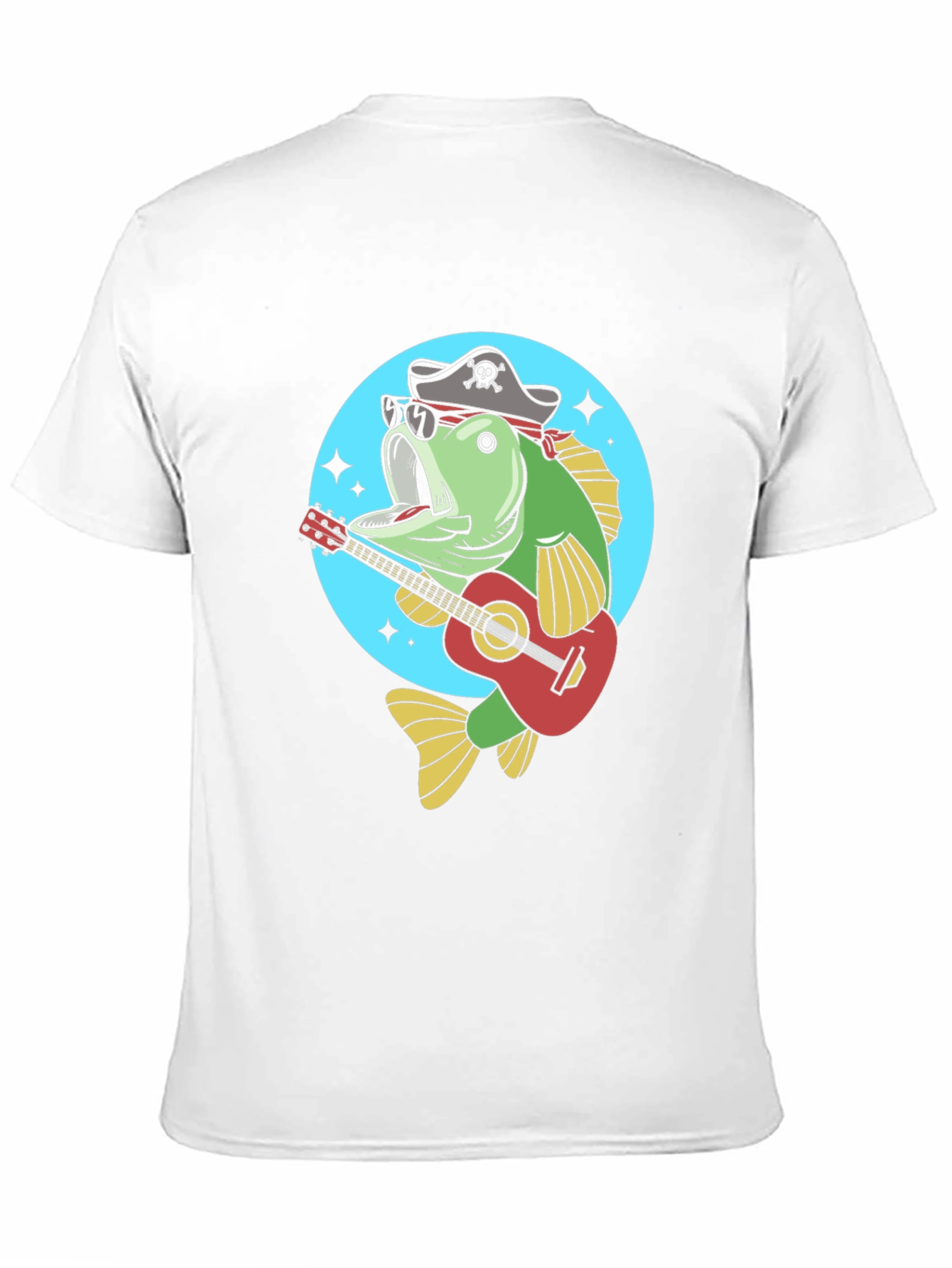 Funny Bass Fish Pirate Guitar T-Shirt