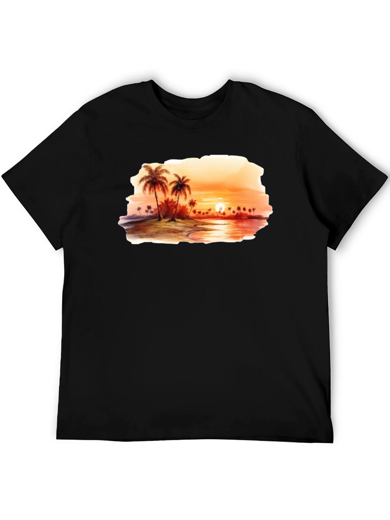 Sunset Beach T-Shirt - Black Palm Tree Graphic Tee