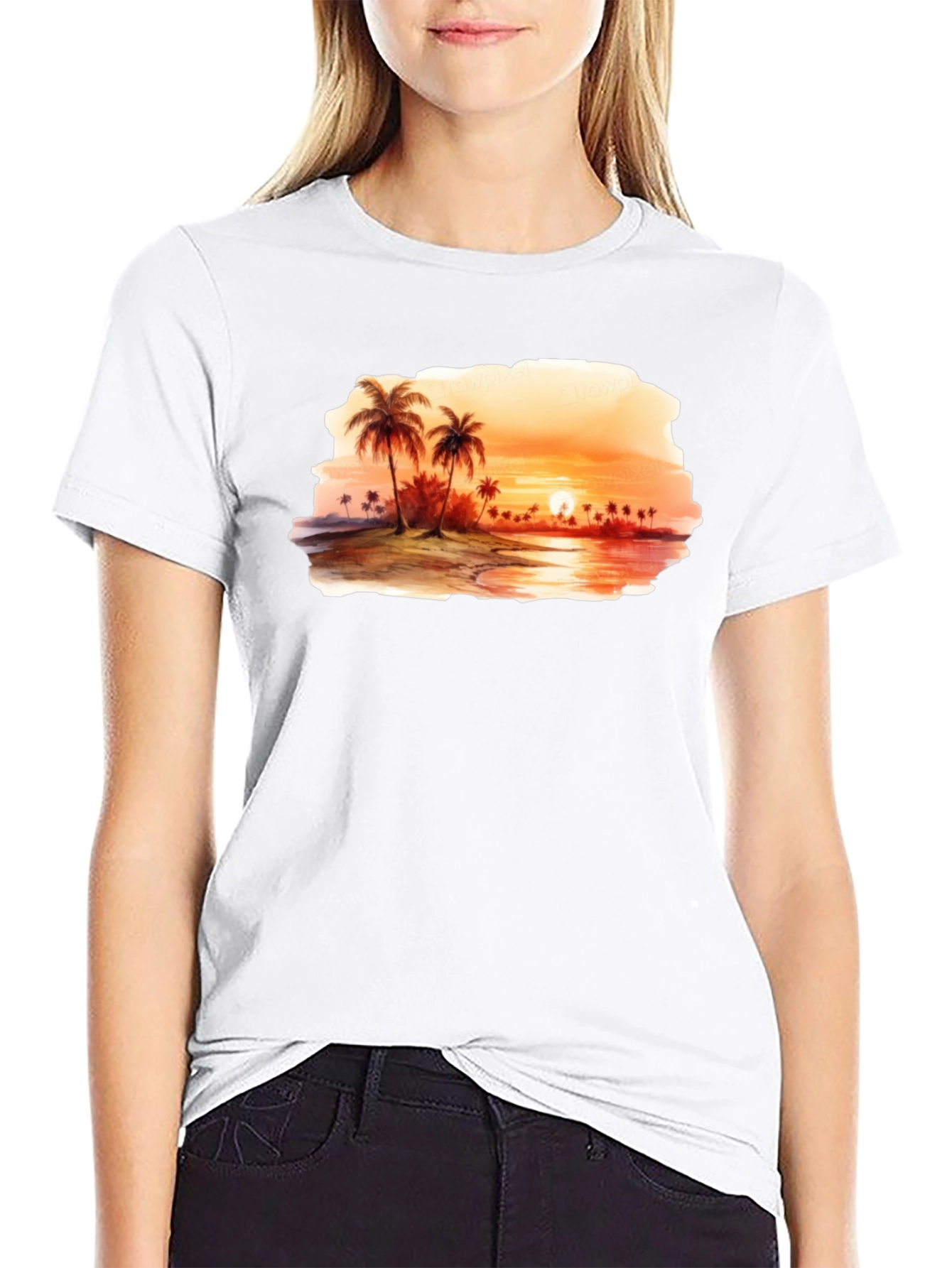 Sunset Beach T-Shirt - Black Palm Tree Graphic Tee