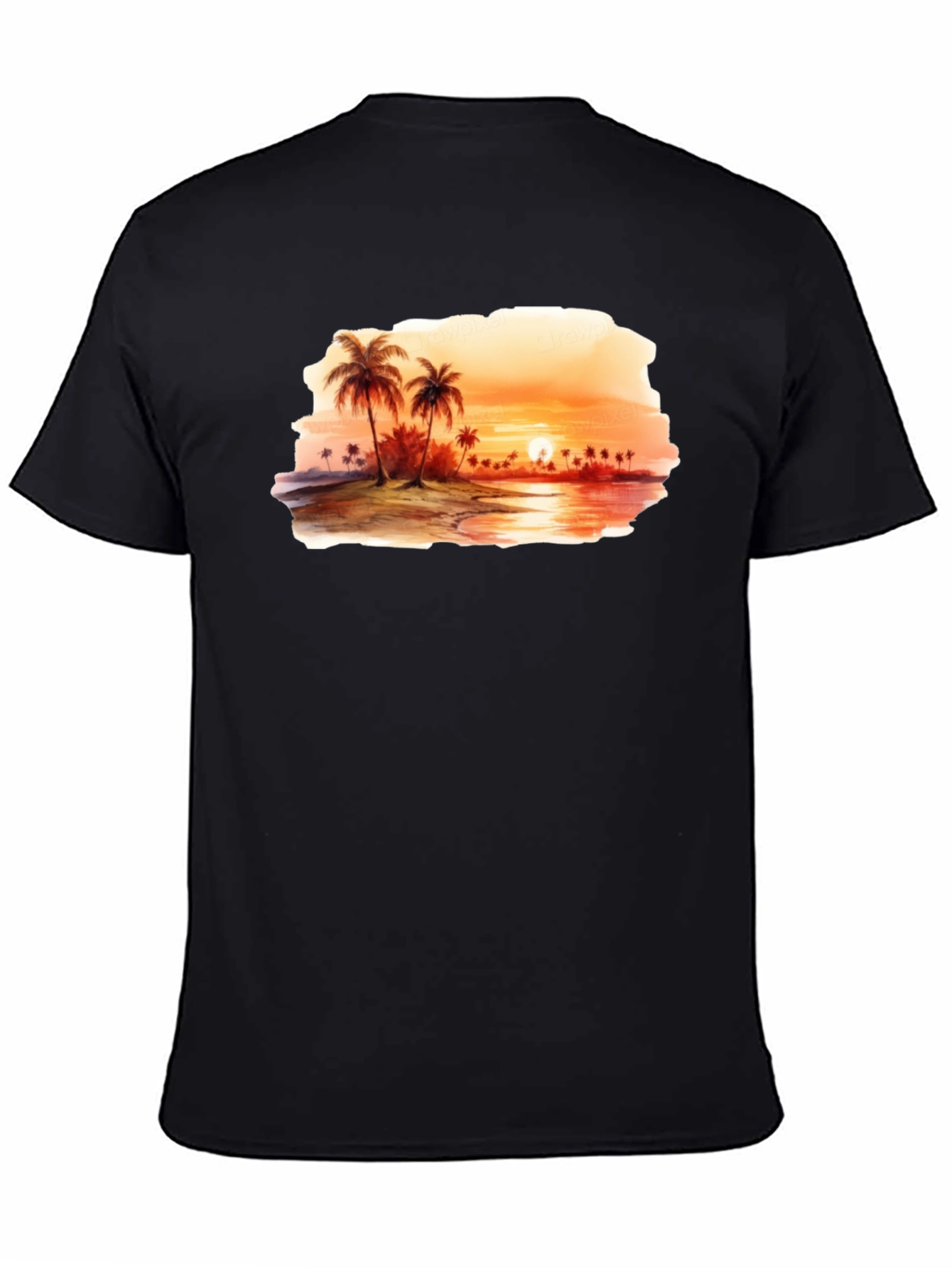 Sunset Beach T-Shirt - Black Palm Tree Graphic Tee