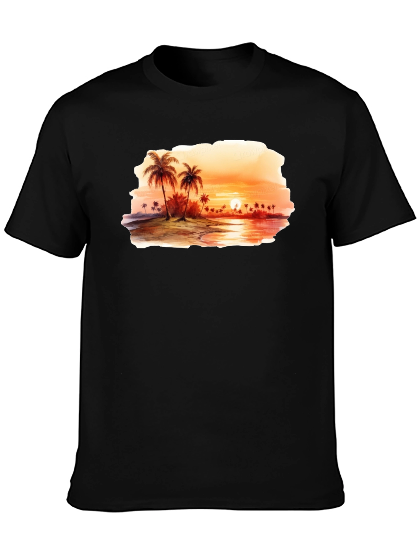 Sunset Beach T-Shirt - Black Palm Tree Graphic Tee