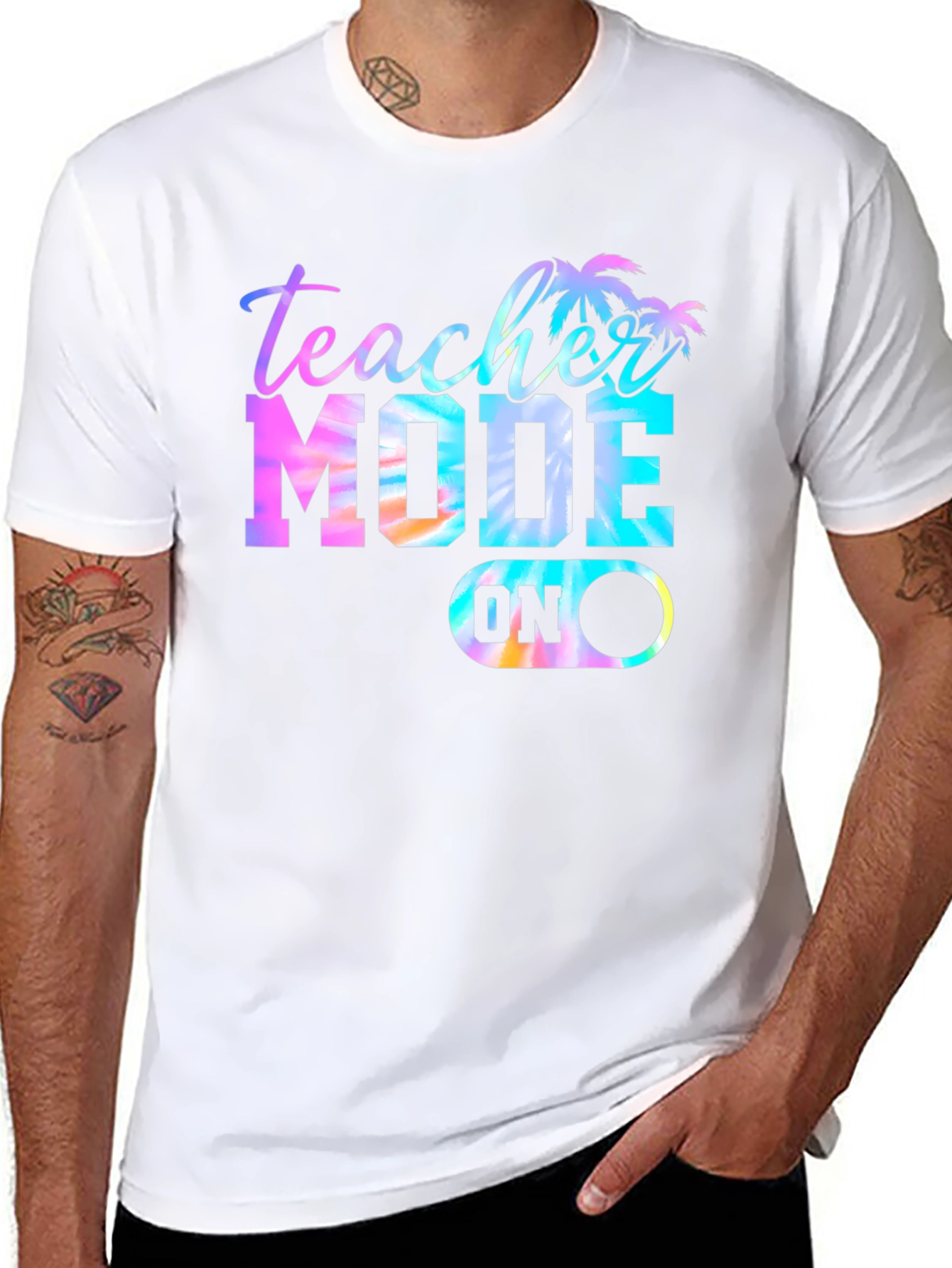 Teacher Mode On Tie-Dye Graphic T-Shirt