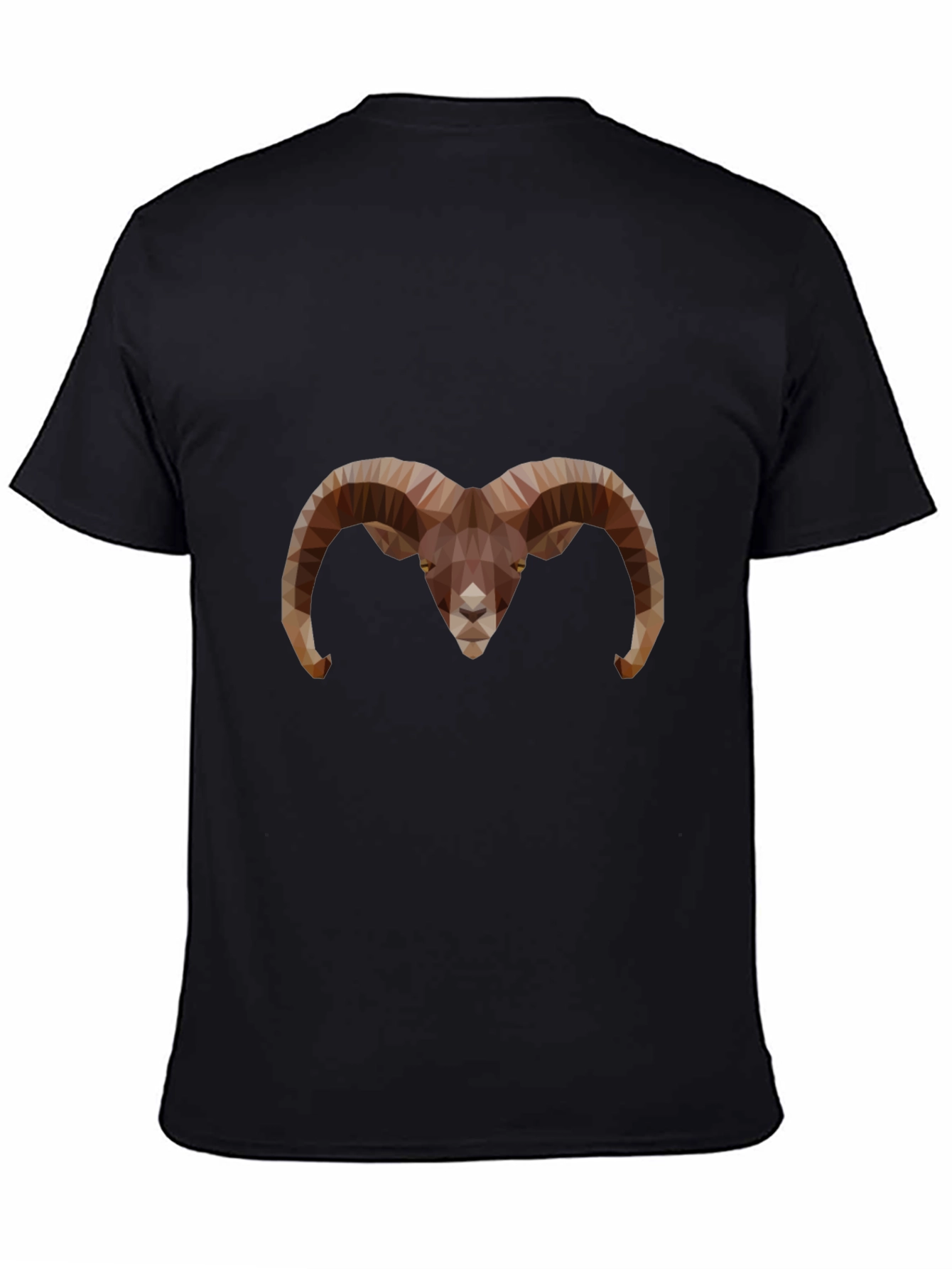 Geometric Ram Head Graphic Tee - Black