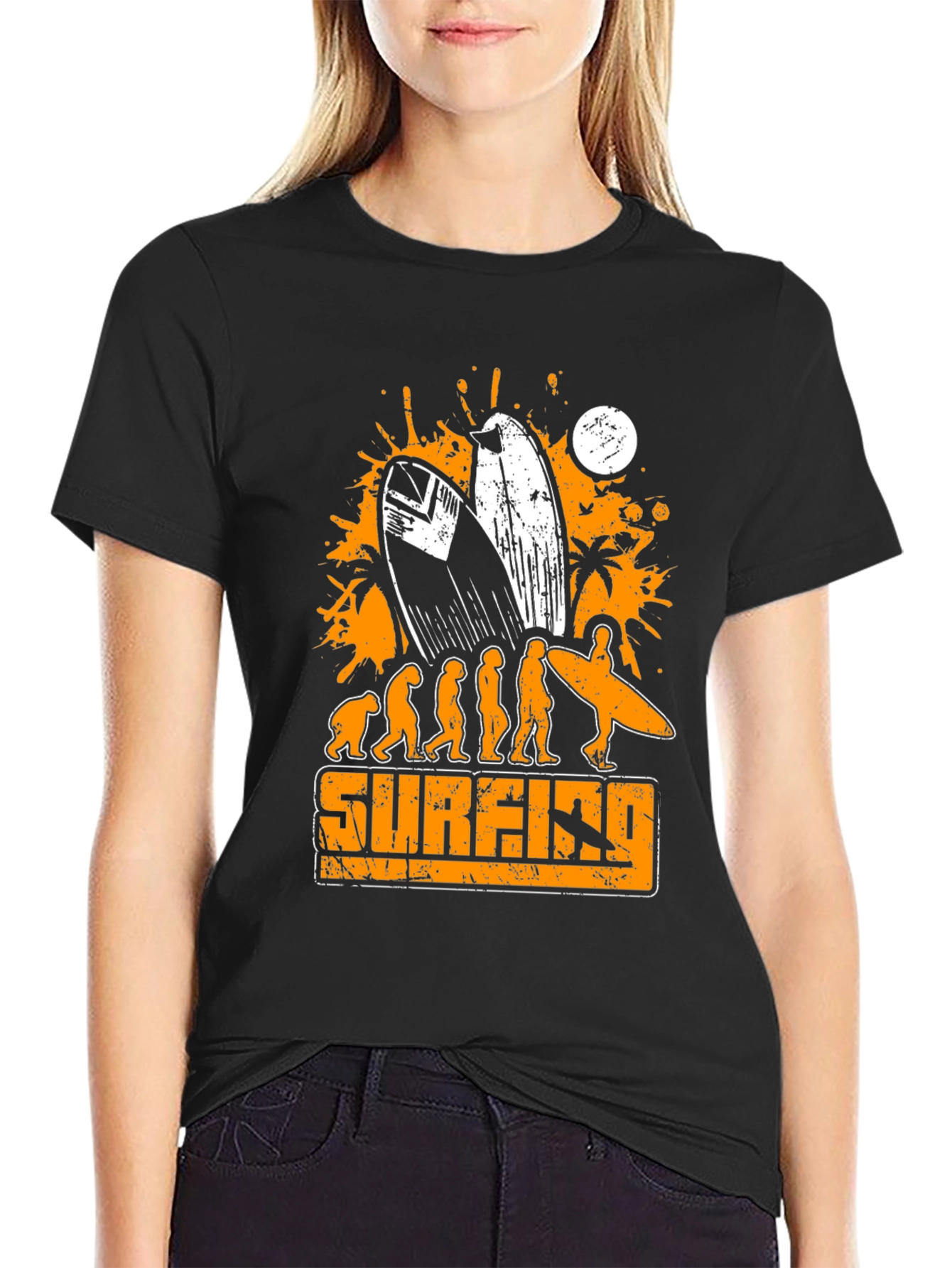 Surfing Evolution Graphic T-Shirt - Mens Black Tee