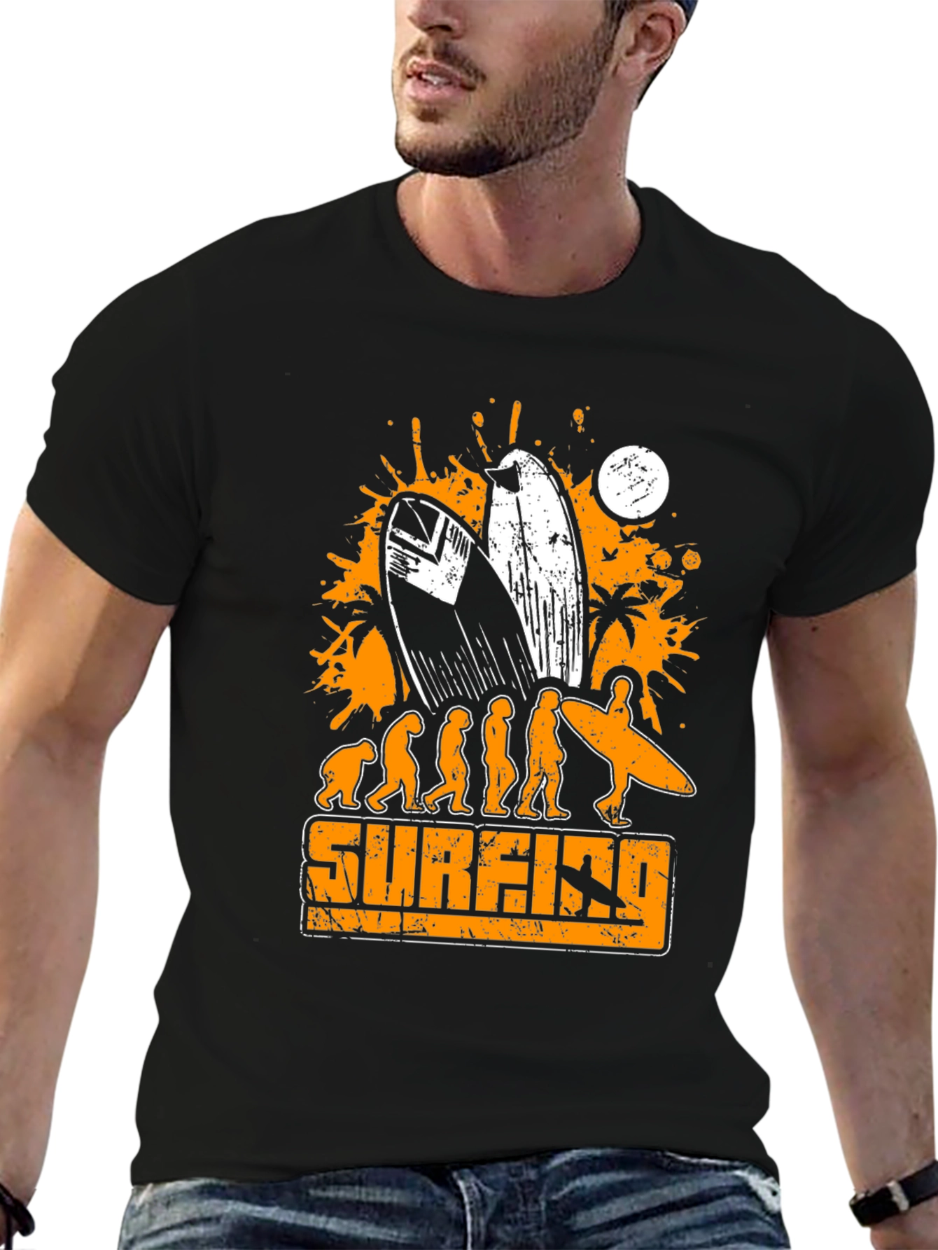 Surfing Evolution Graphic T-Shirt - Mens Black Tee
