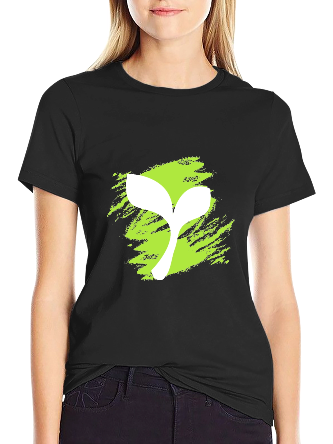 Modern Sprout Graphic Tee - Black Cotton Blend