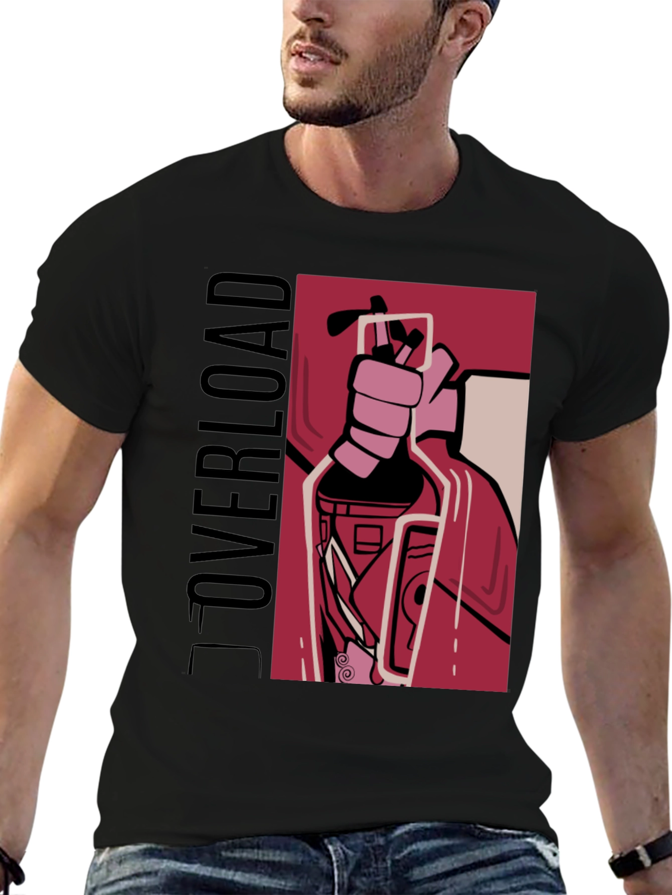 Overload Graphic Tee - Bold Design Black T-Shirt