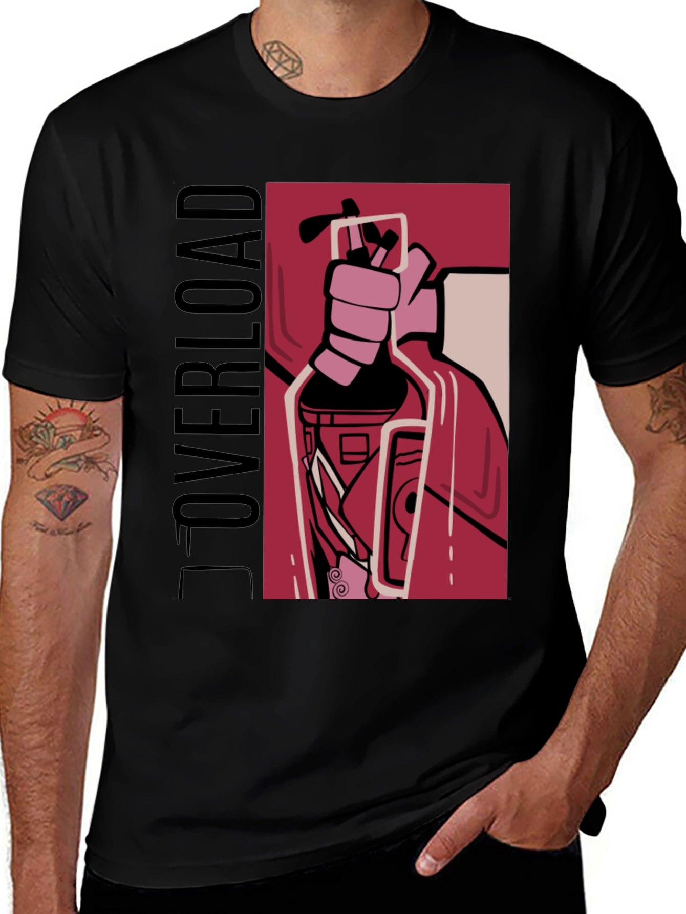 Overload Graphic Tee - Bold Design Black T-Shirt