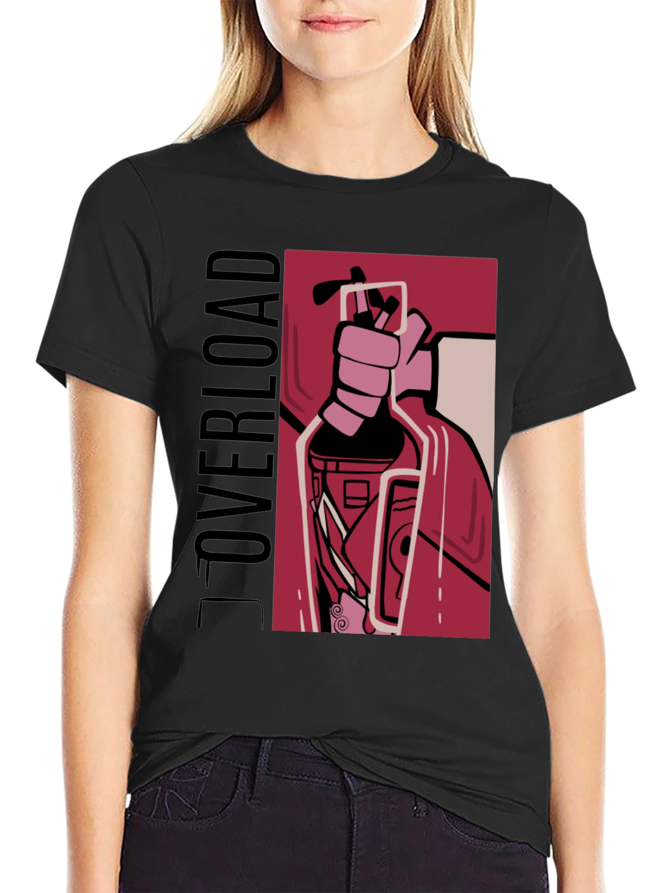 Overload Graphic Tee - Bold Design Black T-Shirt