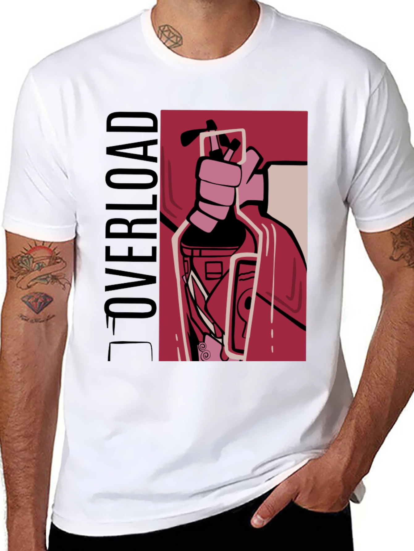 Overload Graphic Tee - Bold Design Black T-Shirt