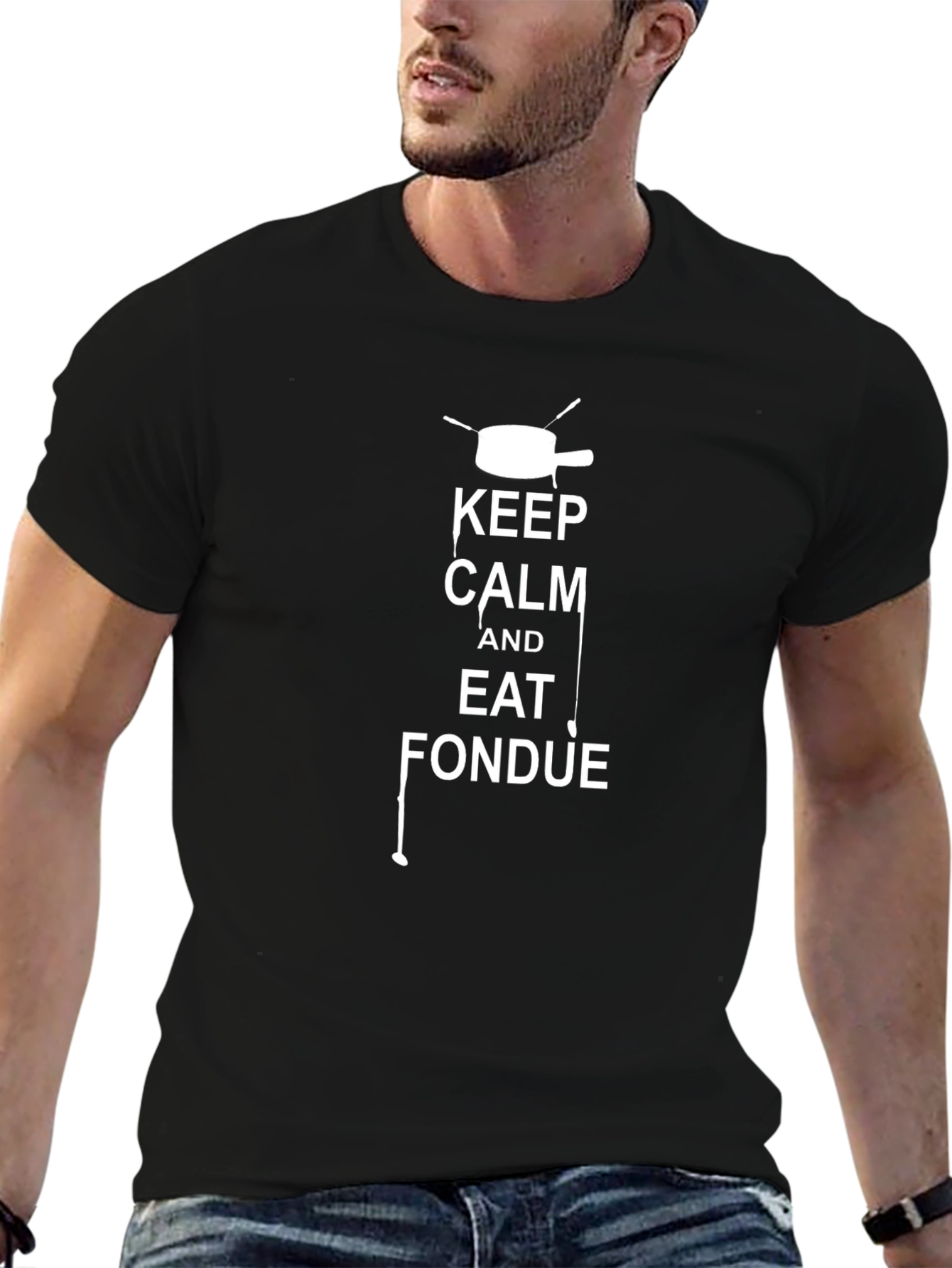 Keep Calm Eat Fondue T-Shirt - Black