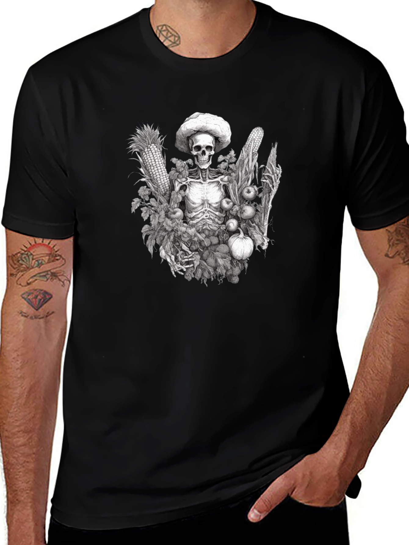 Skeleton Farmer Graphic Tee - Dark Humor T-Shirt