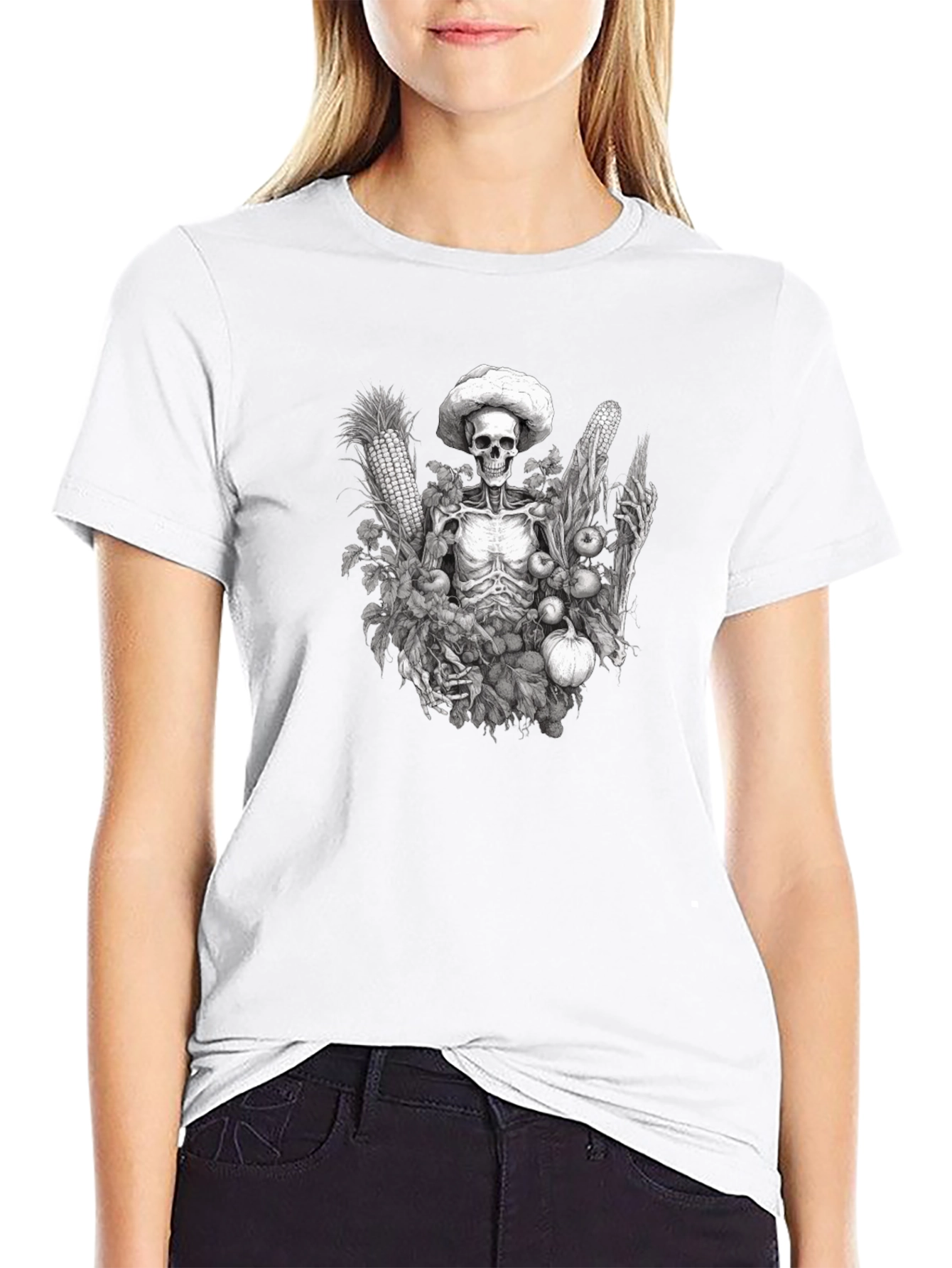 Skeleton Farmer Graphic Tee - Dark Humor T-Shirt