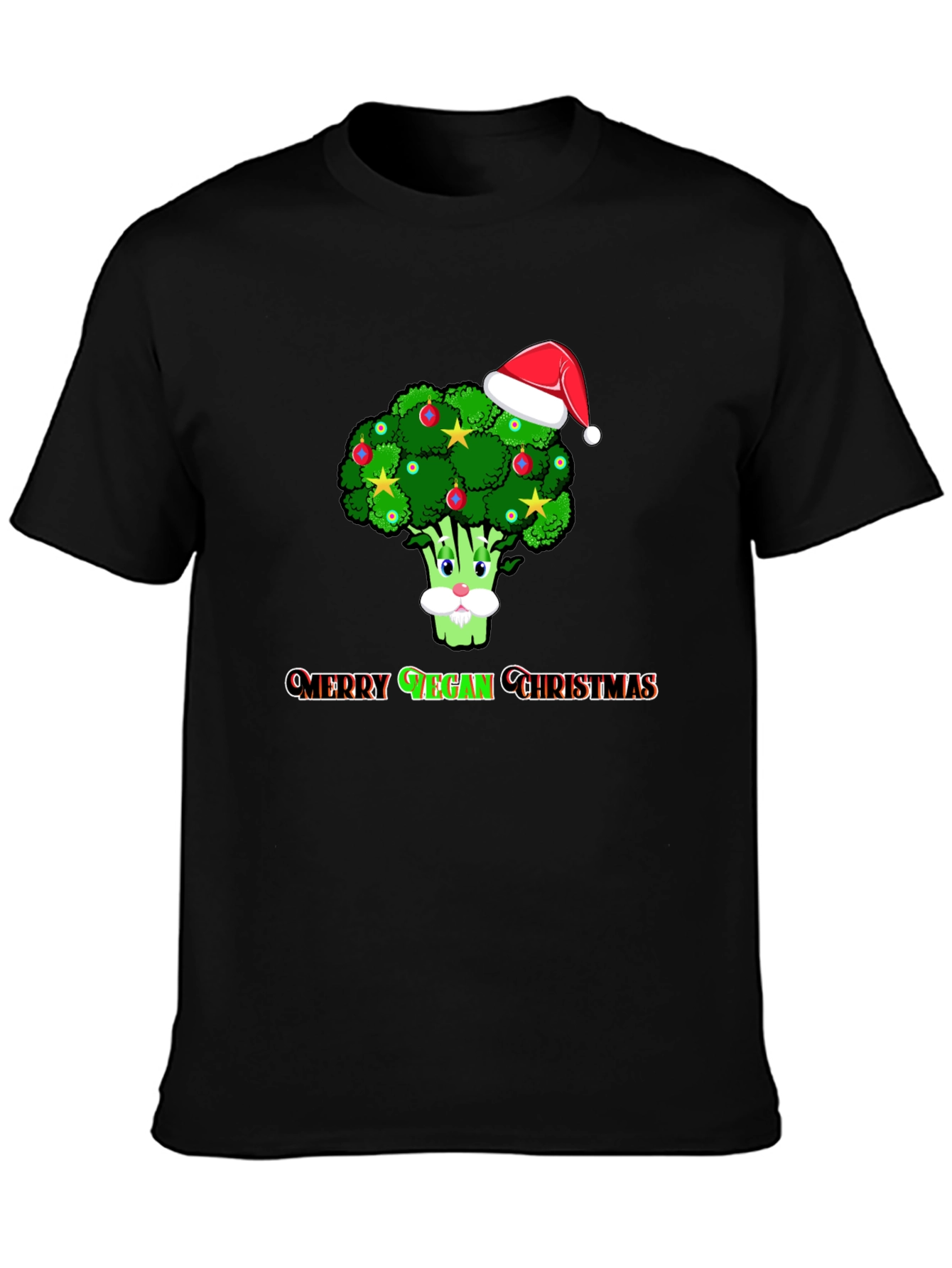 Merry Vegan Christmas T-Shirt - Broccoli Santa Hat
