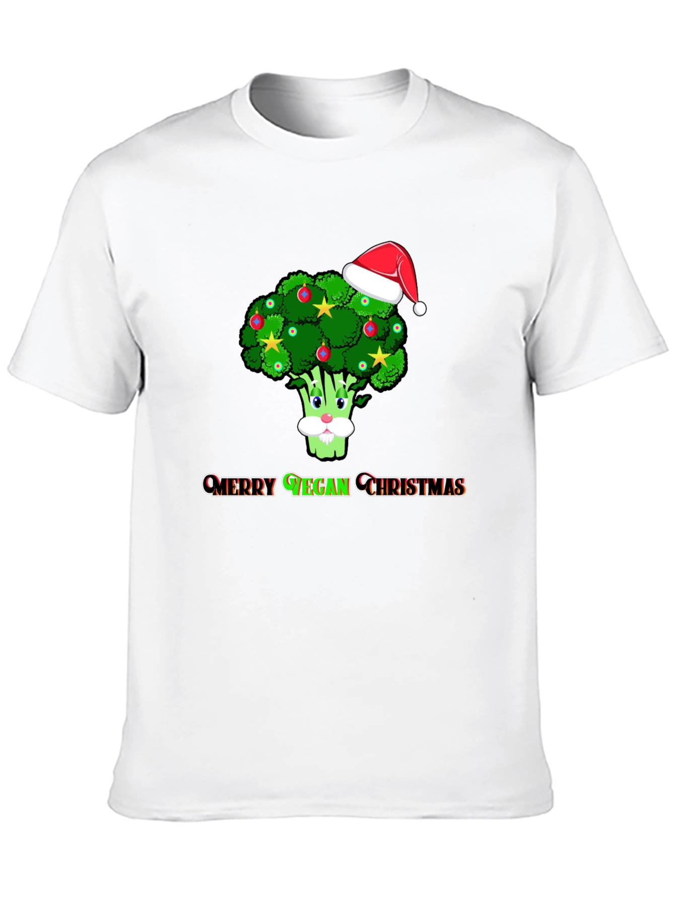 Merry Vegan Christmas T-Shirt - Broccoli Santa Hat