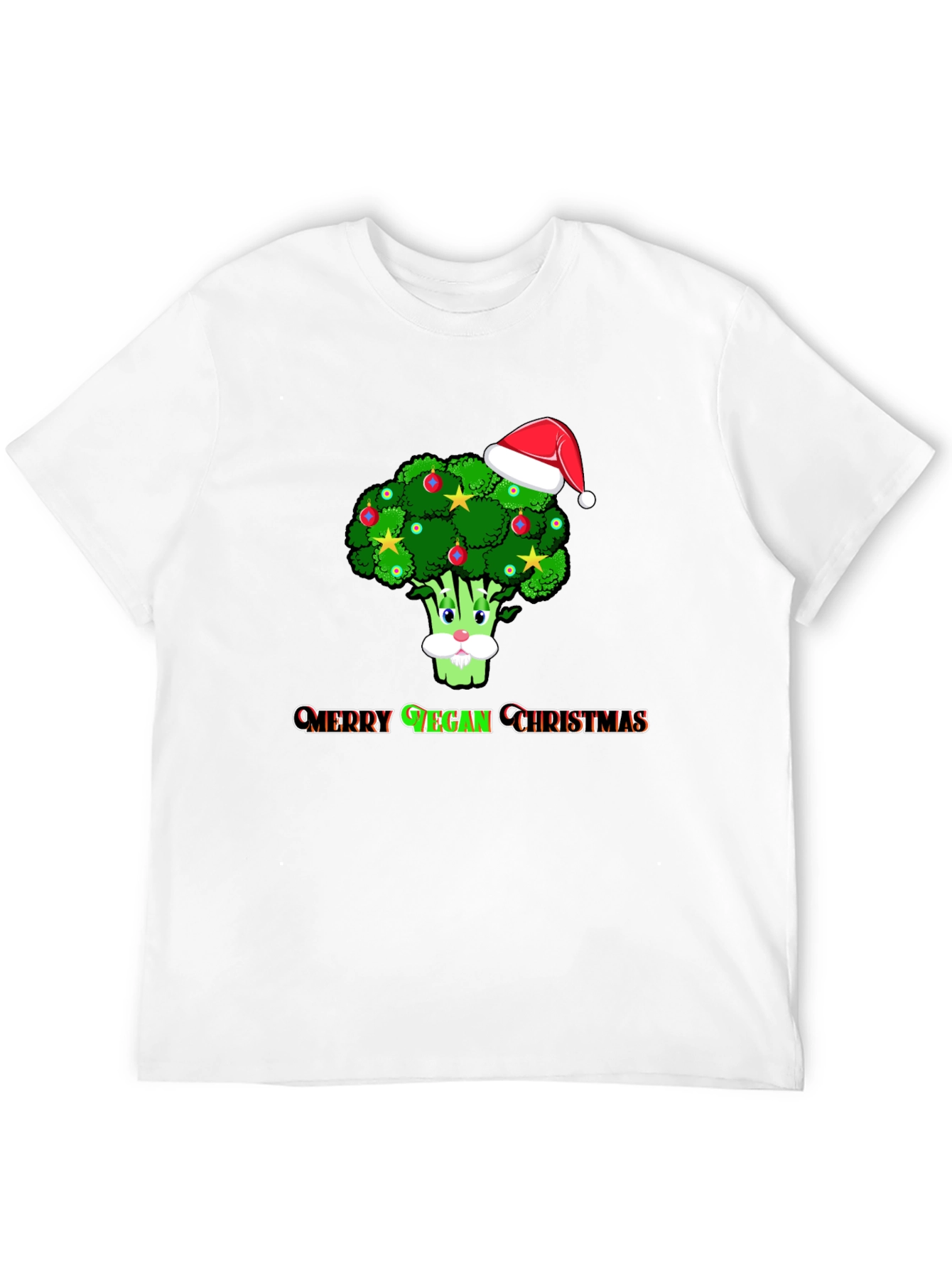 Merry Vegan Christmas T-Shirt - Broccoli Santa Hat