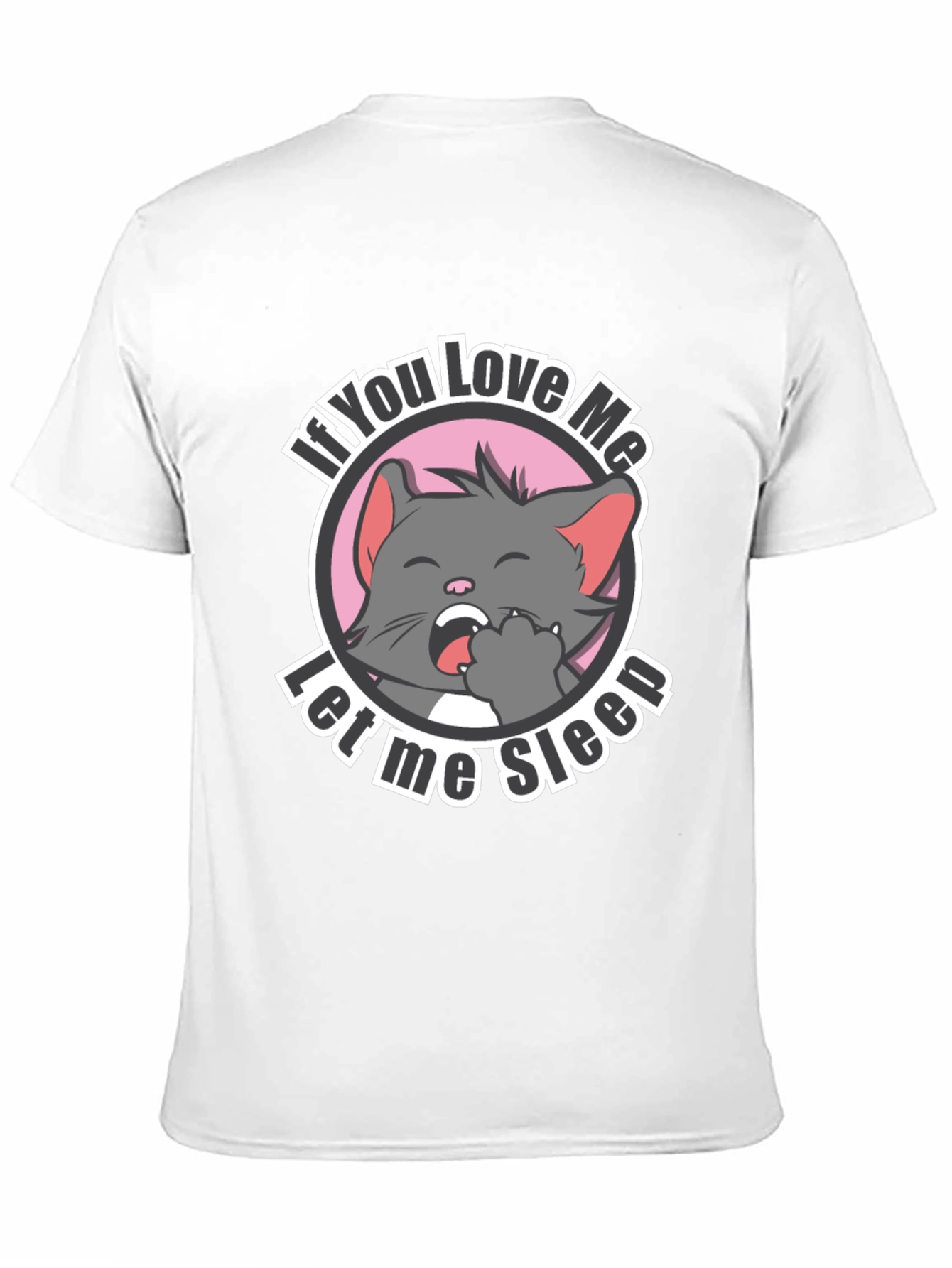 Cute Cat Let Me Sleep Black T-Shirt