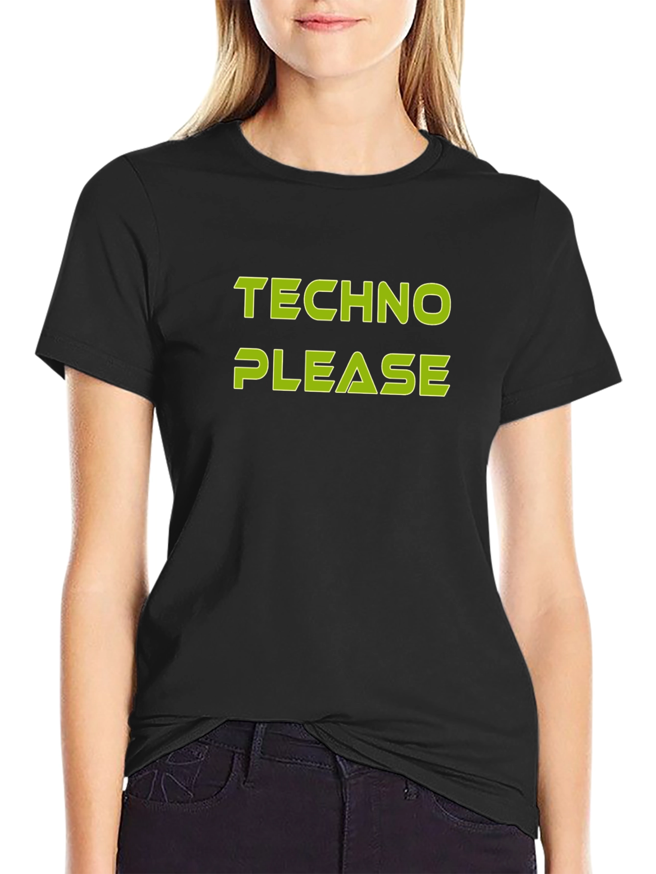 Techno Please Graphic Tee - Black Cotton T-Shirt