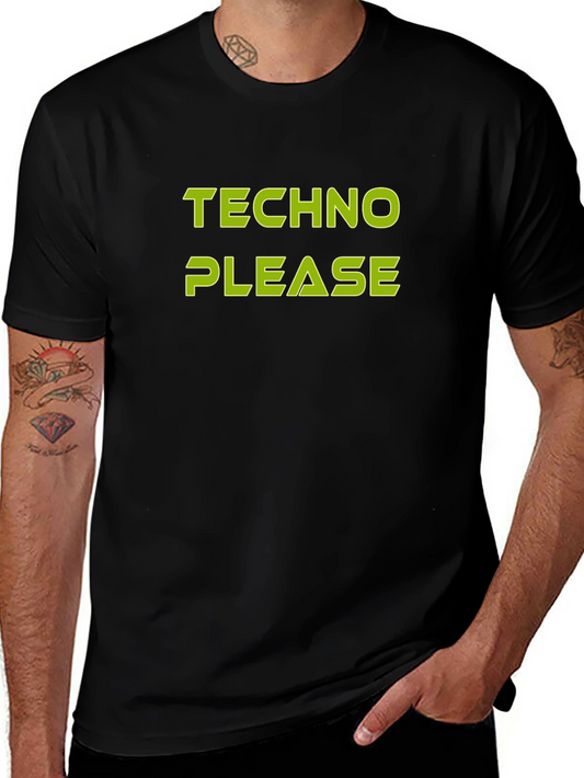 Techno Please Graphic Tee - Black Cotton T-Shirt