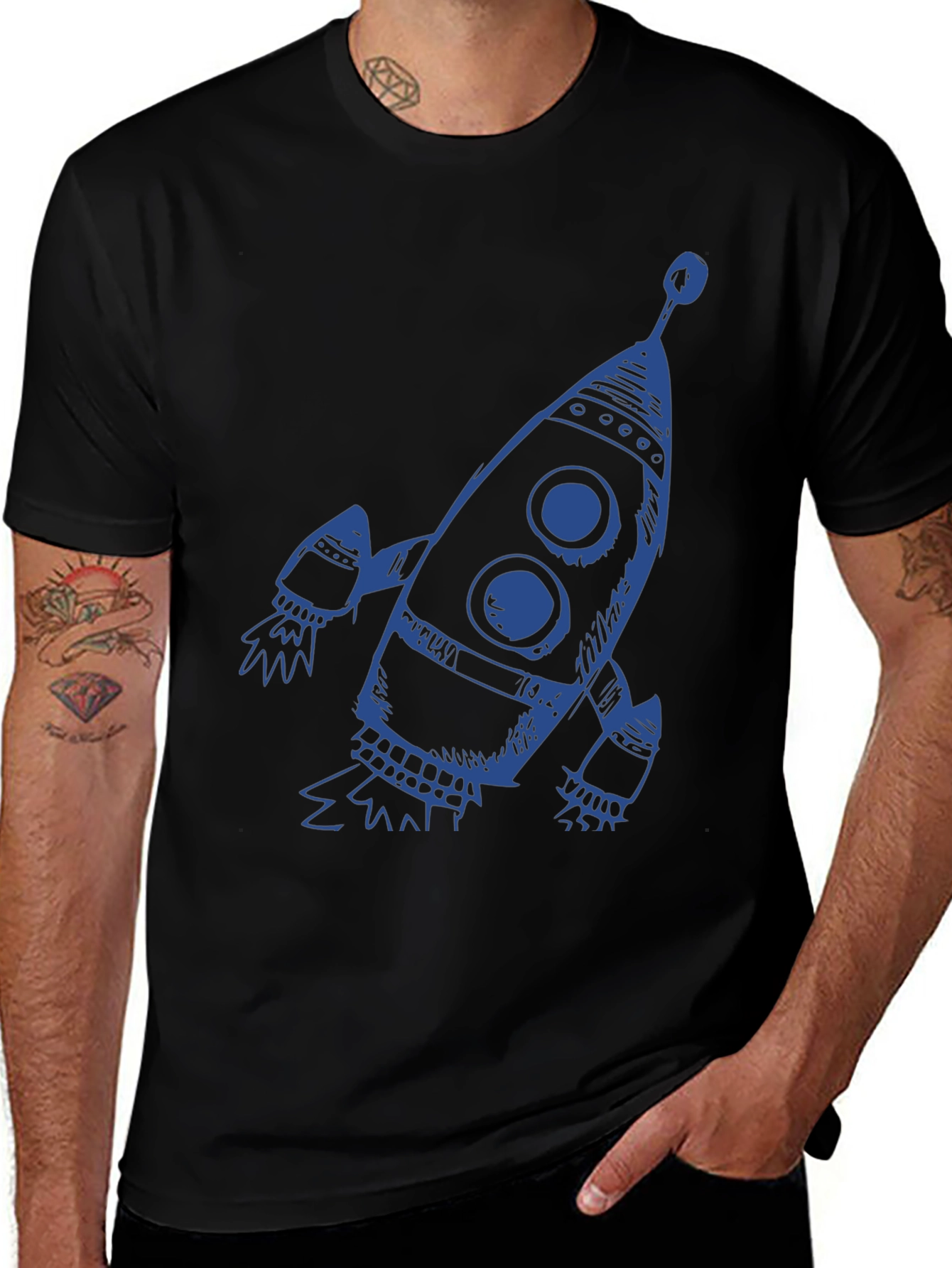 Rocket Graphic Tee - Mens Black T-Shirt