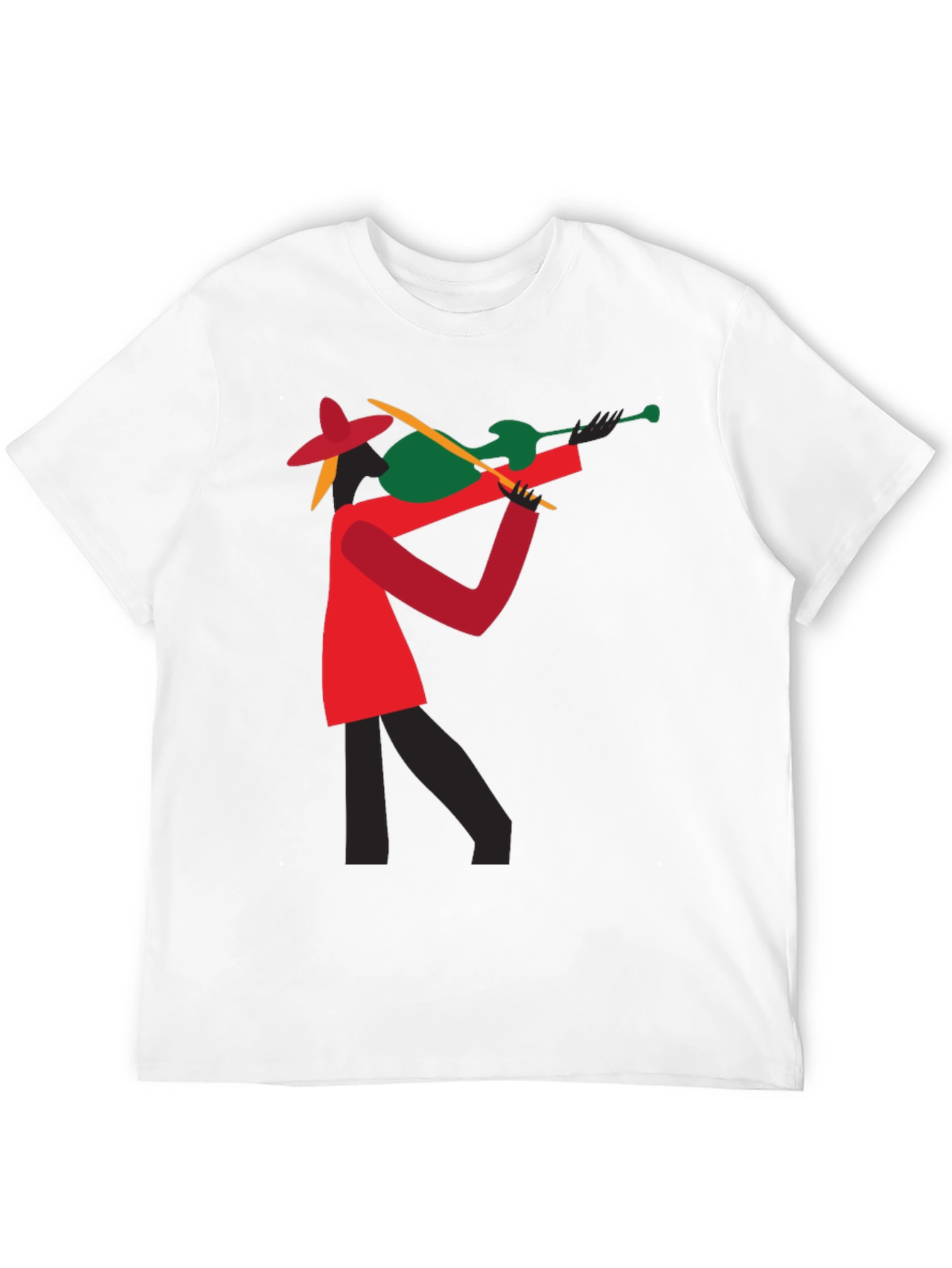 Abstract Violinist Graphic Tee - Cool Black T-Shirt