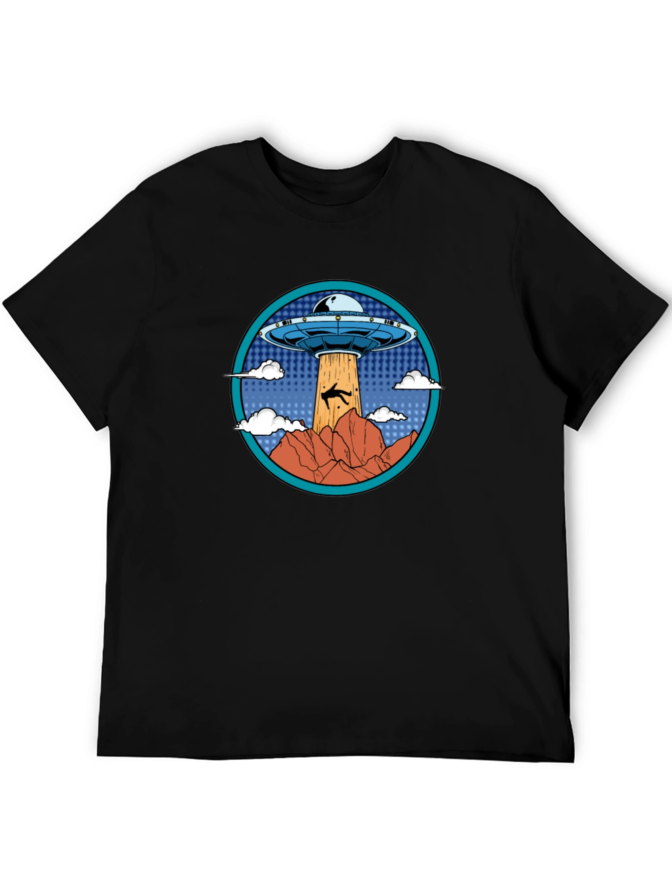 UFO Abduction Graphic T-Shirt - Black Cotton Tee