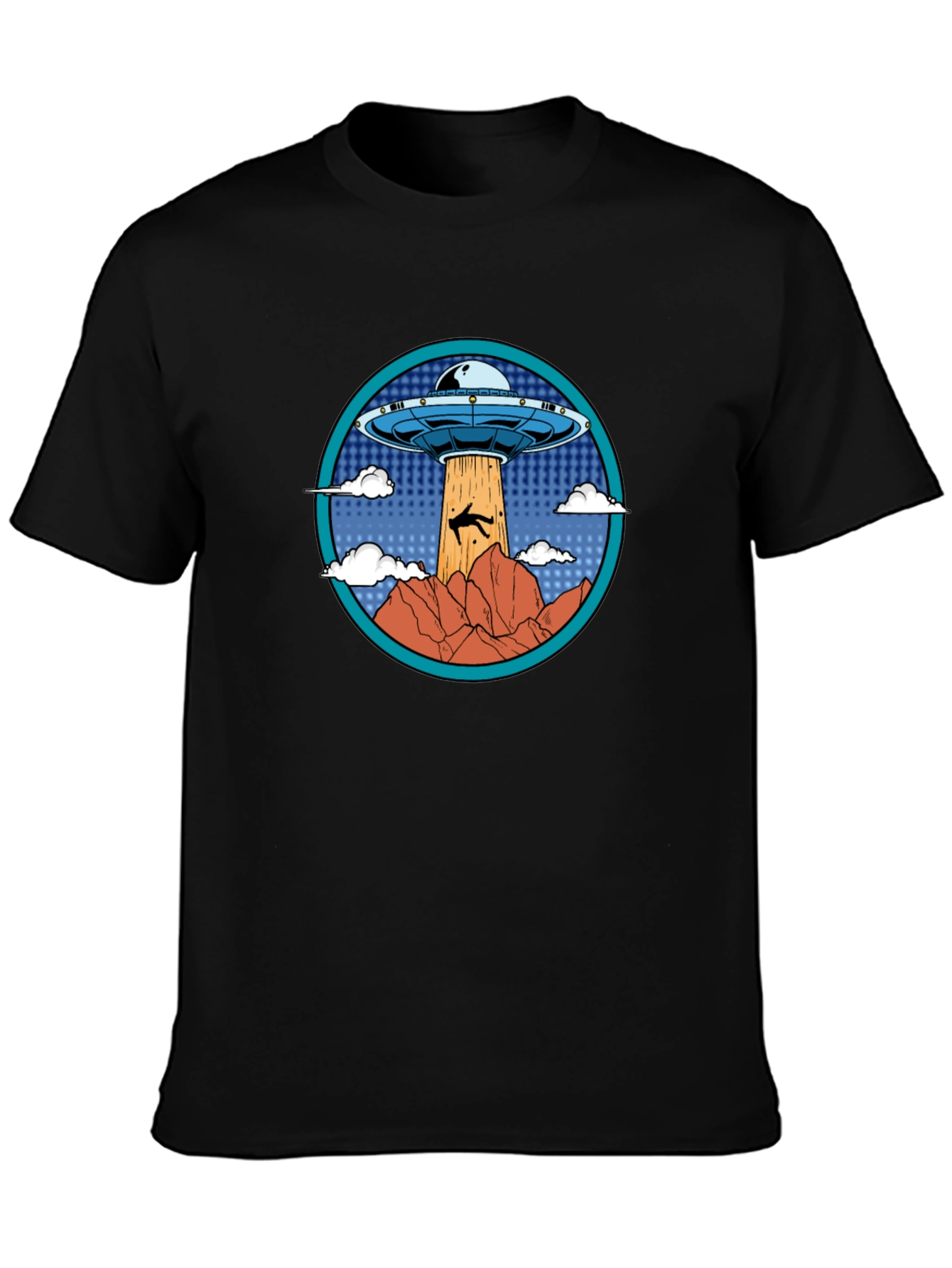 UFO Abduction Graphic T-Shirt - Black Cotton Tee