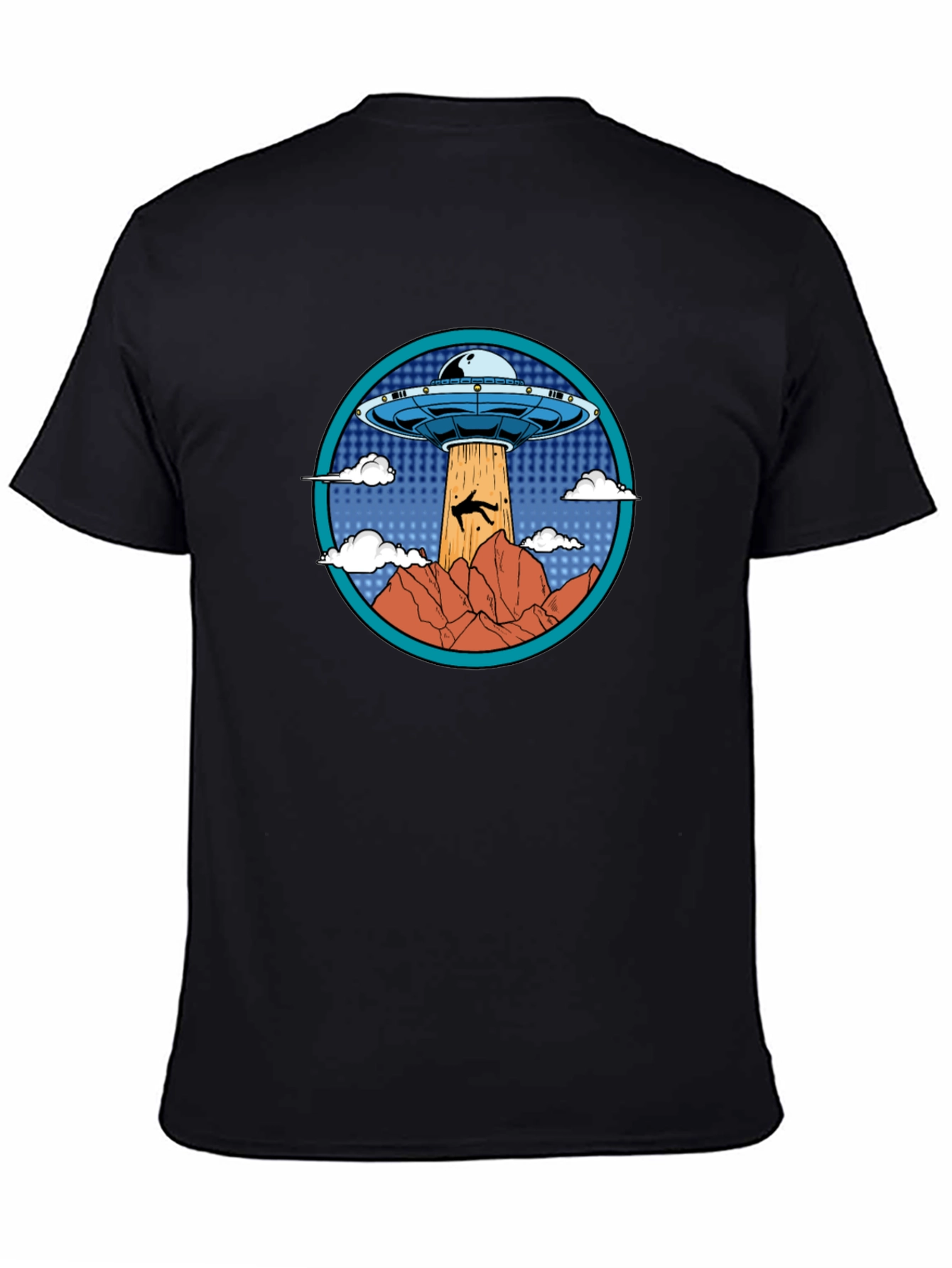 UFO Abduction Graphic T-Shirt - Black Cotton Tee