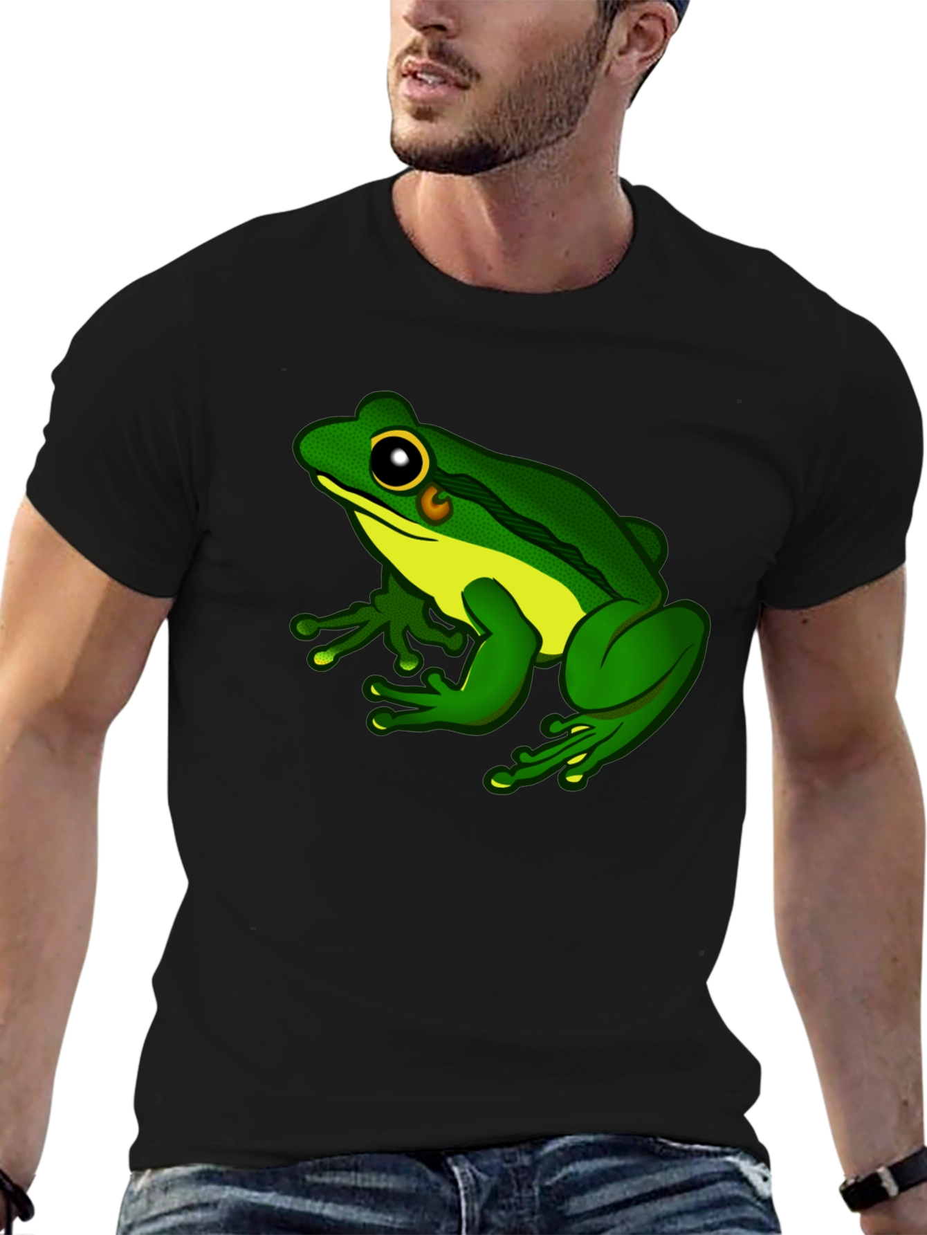 Frog Graphic Black T-Shirt - Mens Casual Tee
