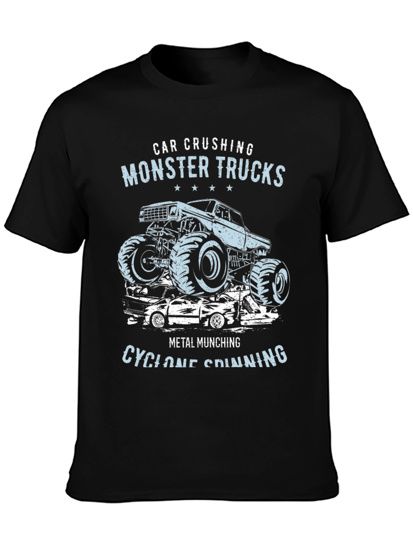 Monster Truck Crushing Cars Graphic Tee