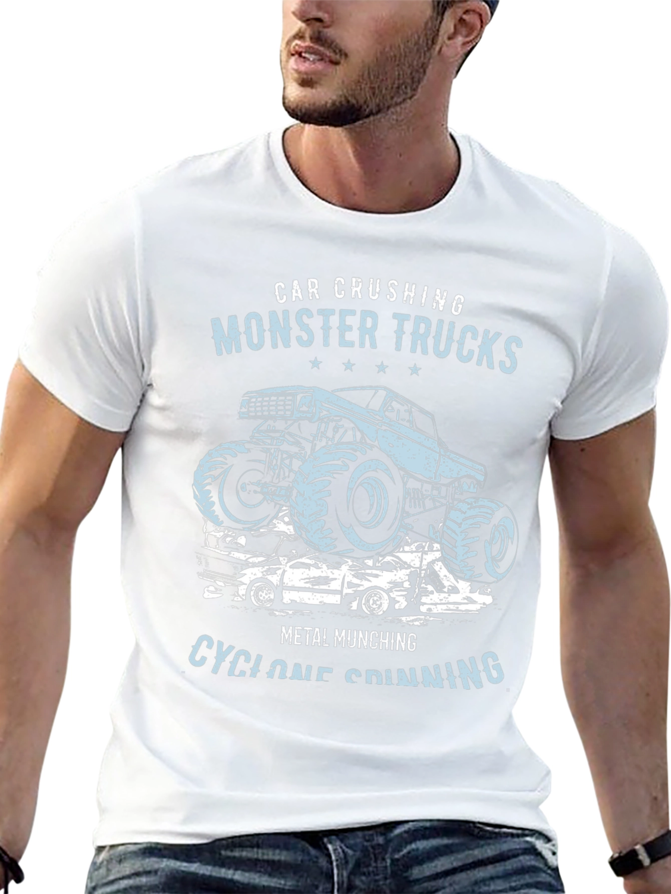 Monster Truck Crushing Cars Graphic Tee