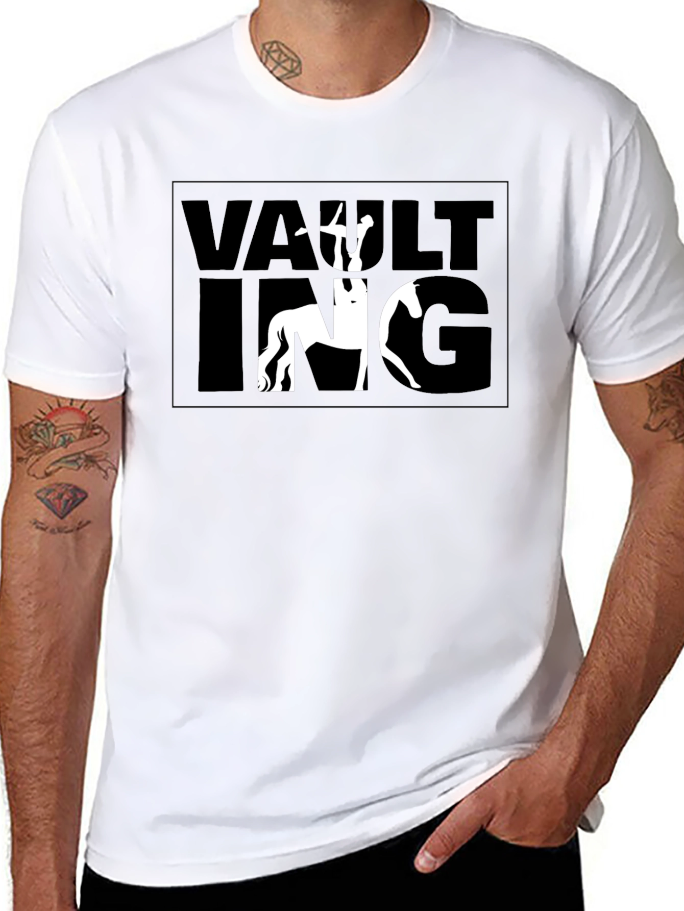 Vaulting Horse Rider T-Shirt - Black Graphic Tee