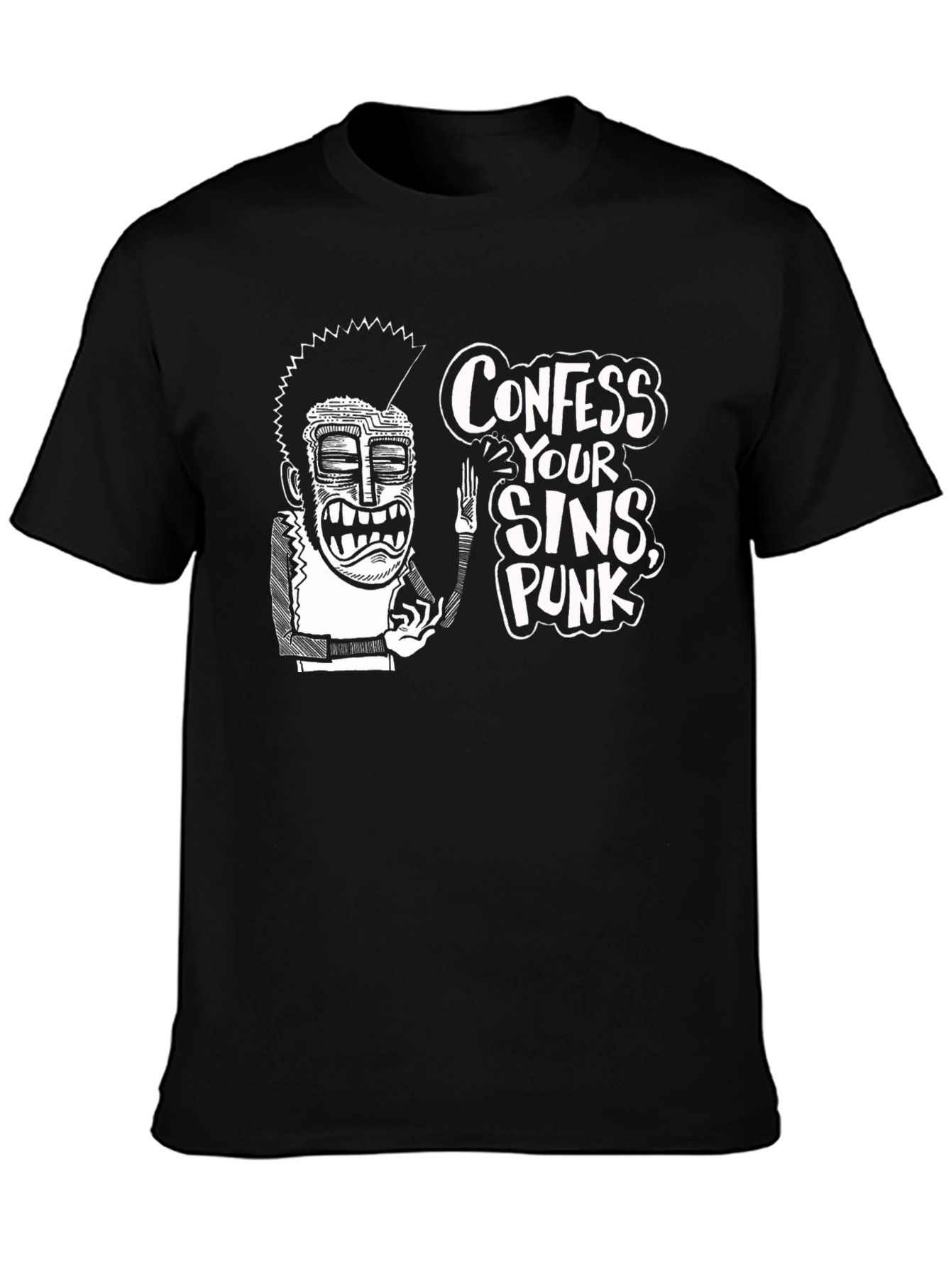 Confess Your Sins Punk Graphic T-Shirt
