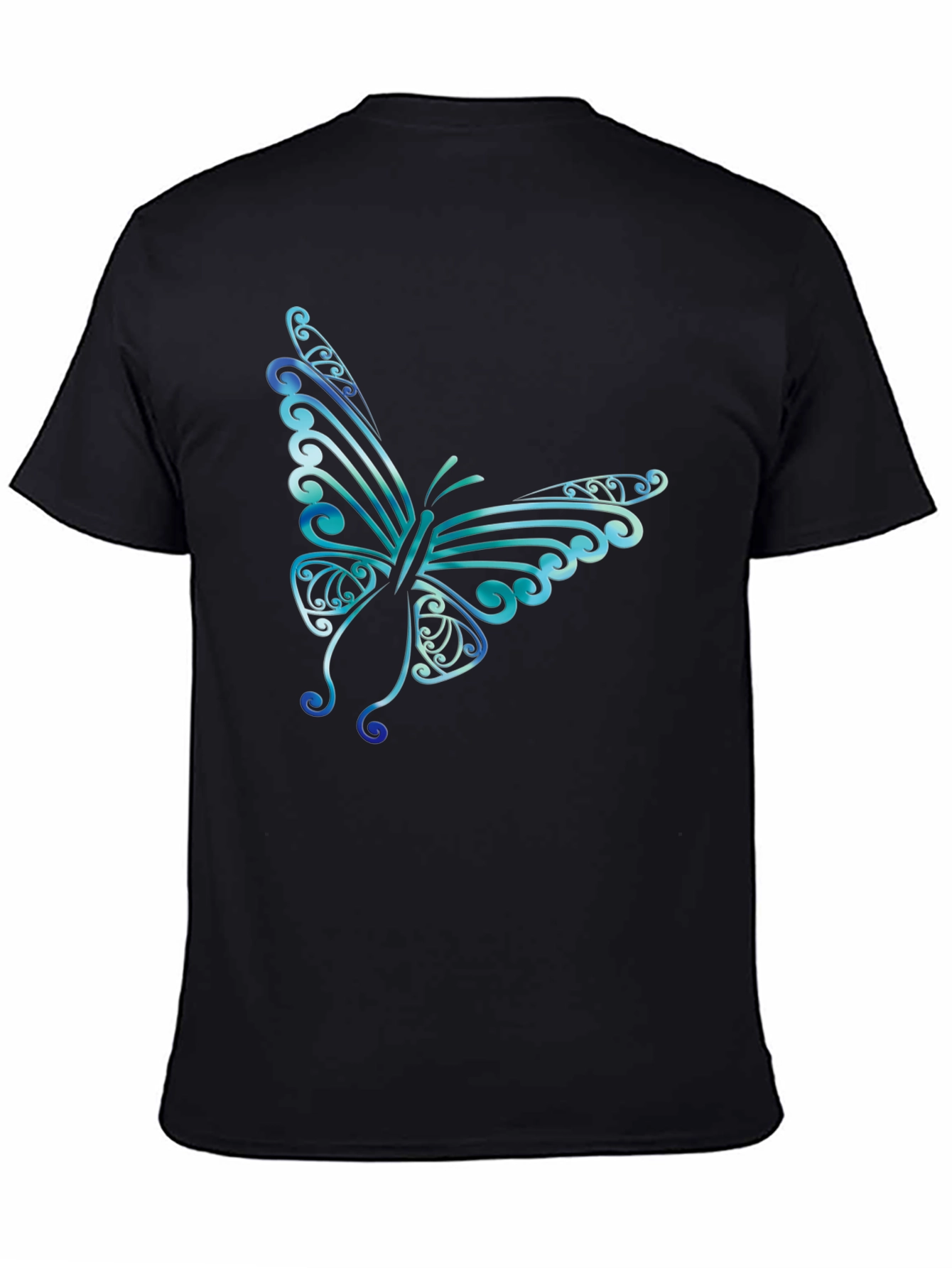 Butterfly Graphic Print Mens Black T-Shirt