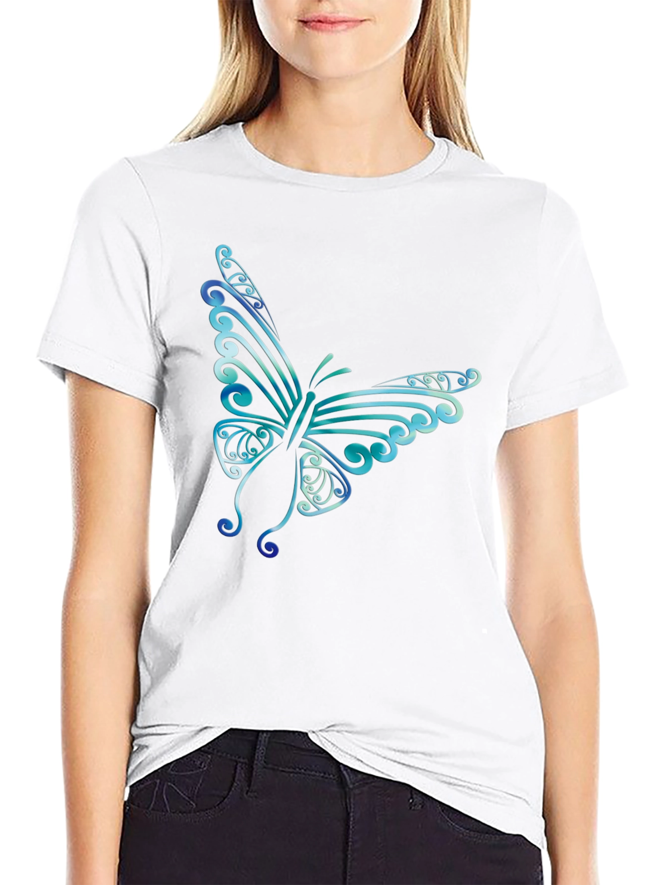 Butterfly Graphic Print Mens Black T-Shirt