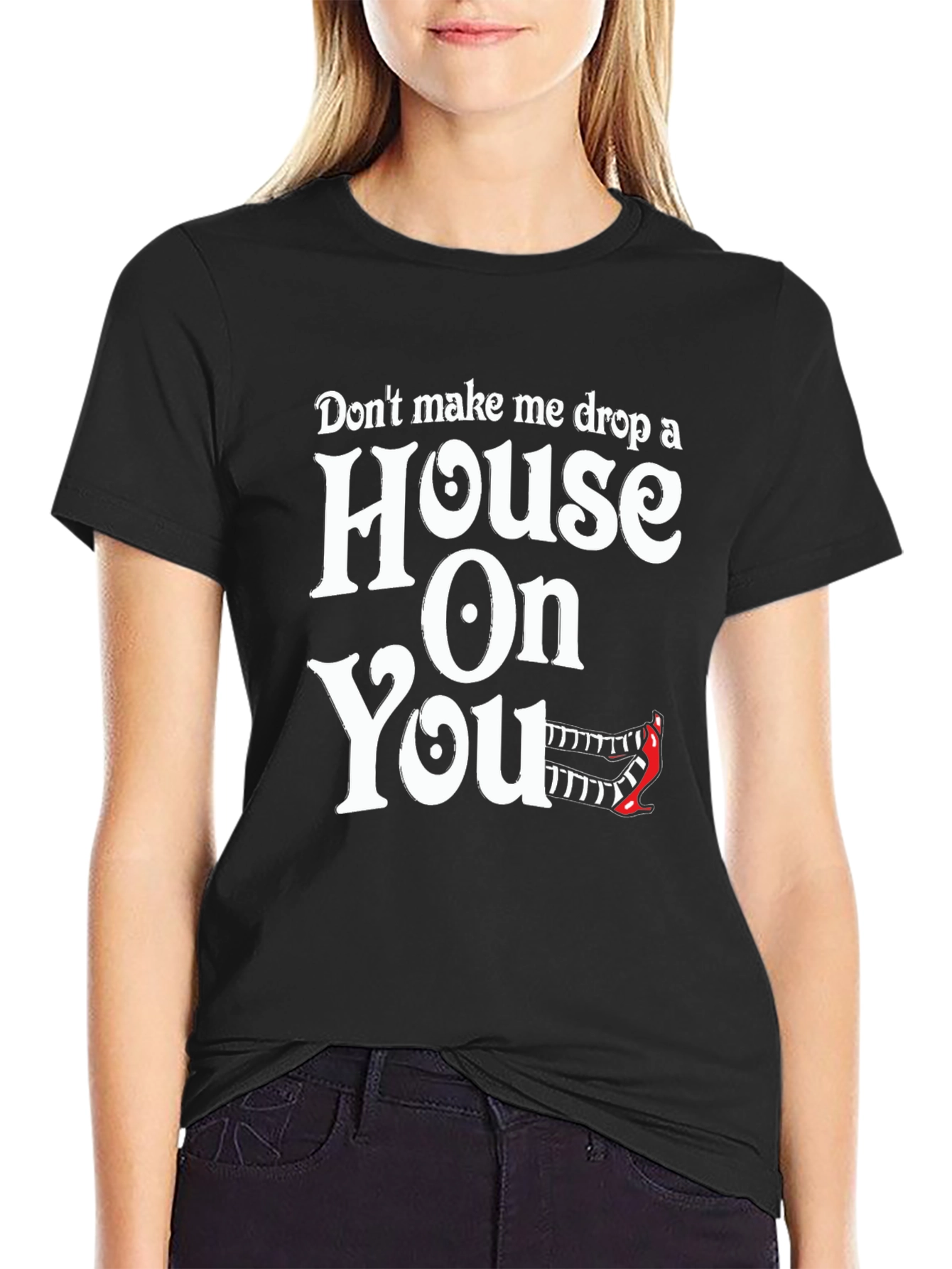Humorous House On You Graphic Black T-Shirt