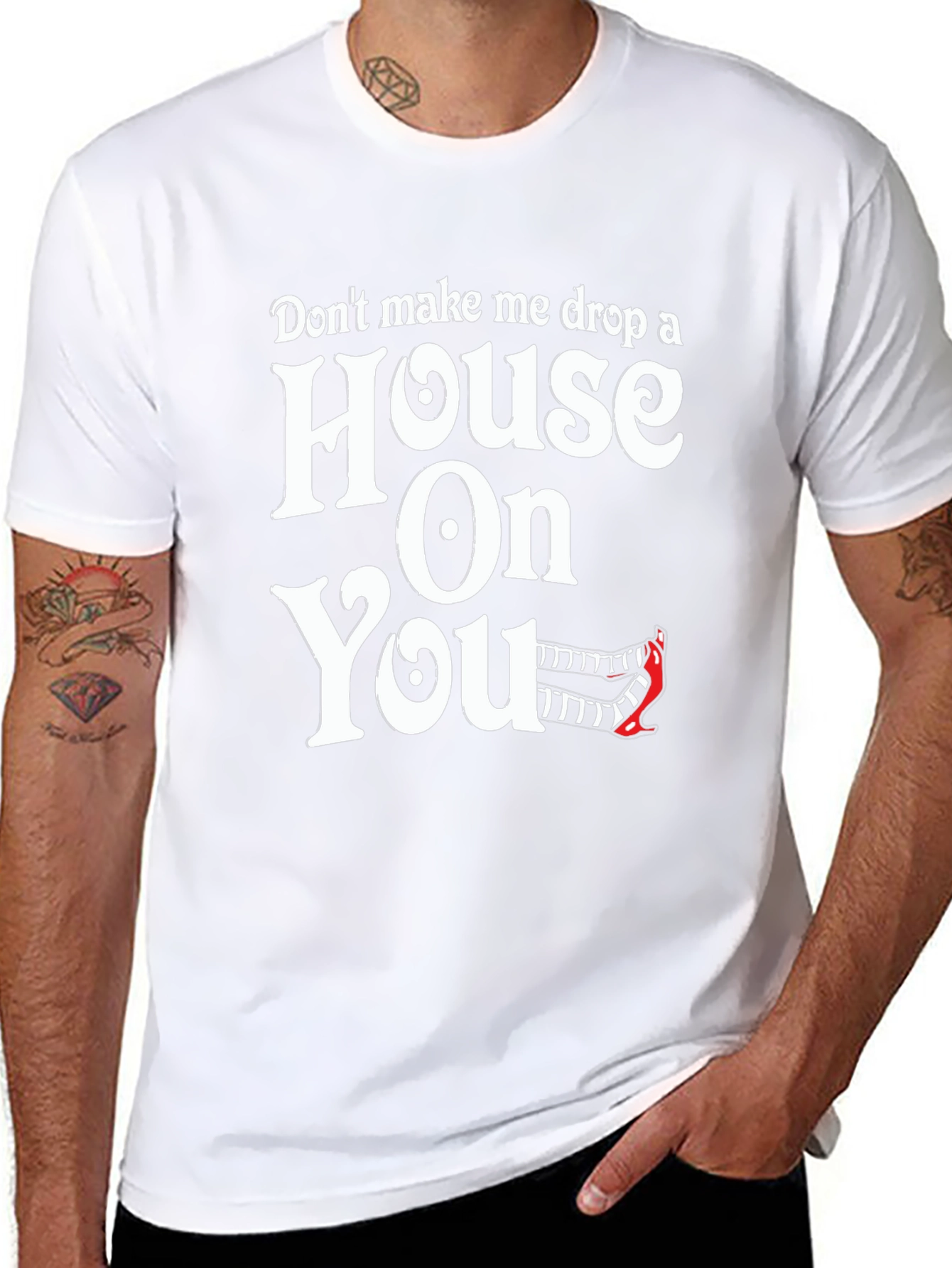 Humorous House On You Graphic Black T-Shirt
