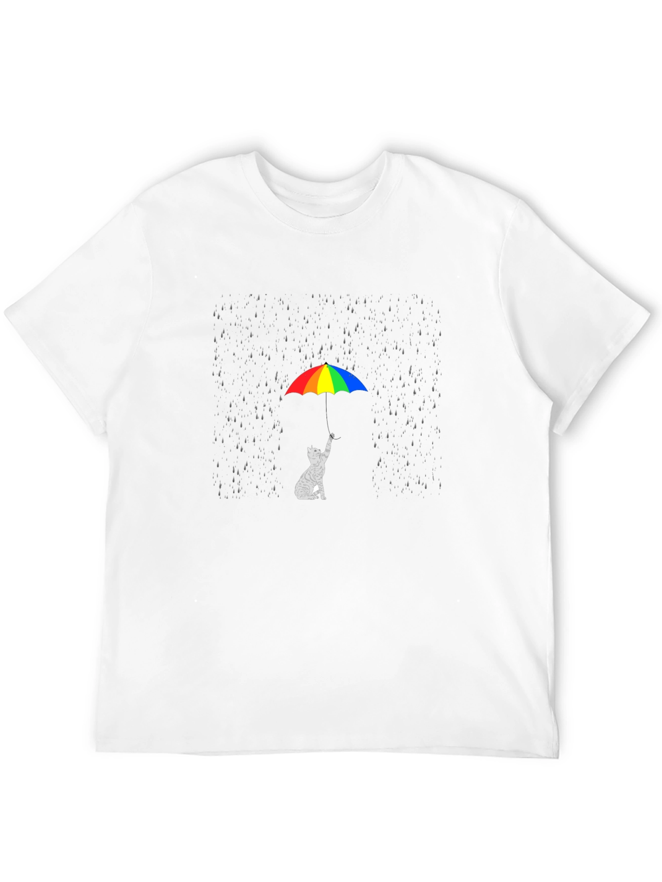Cat Under Rainbow Umbrella T-Shirt
