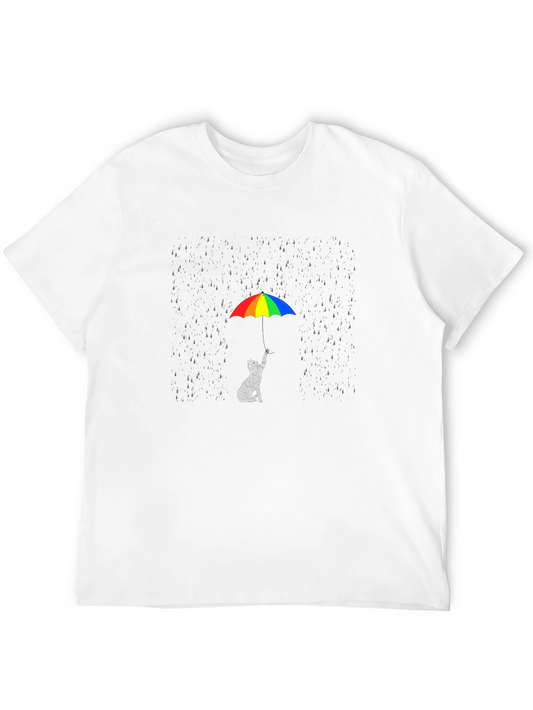 Cat Under Rainbow Umbrella T-Shirt