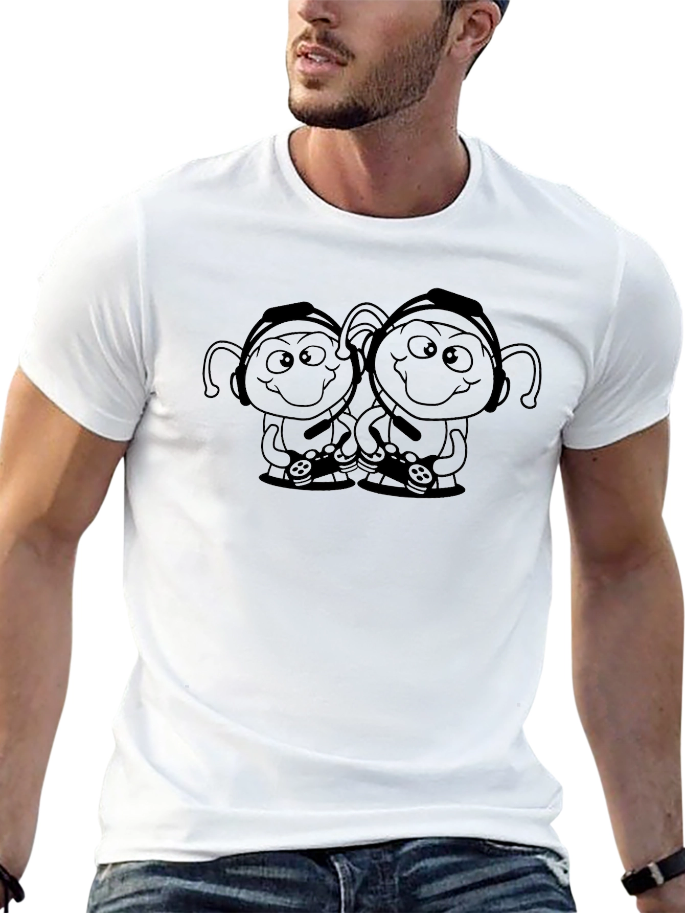 Gamer Alien Duo Black T-Shirt