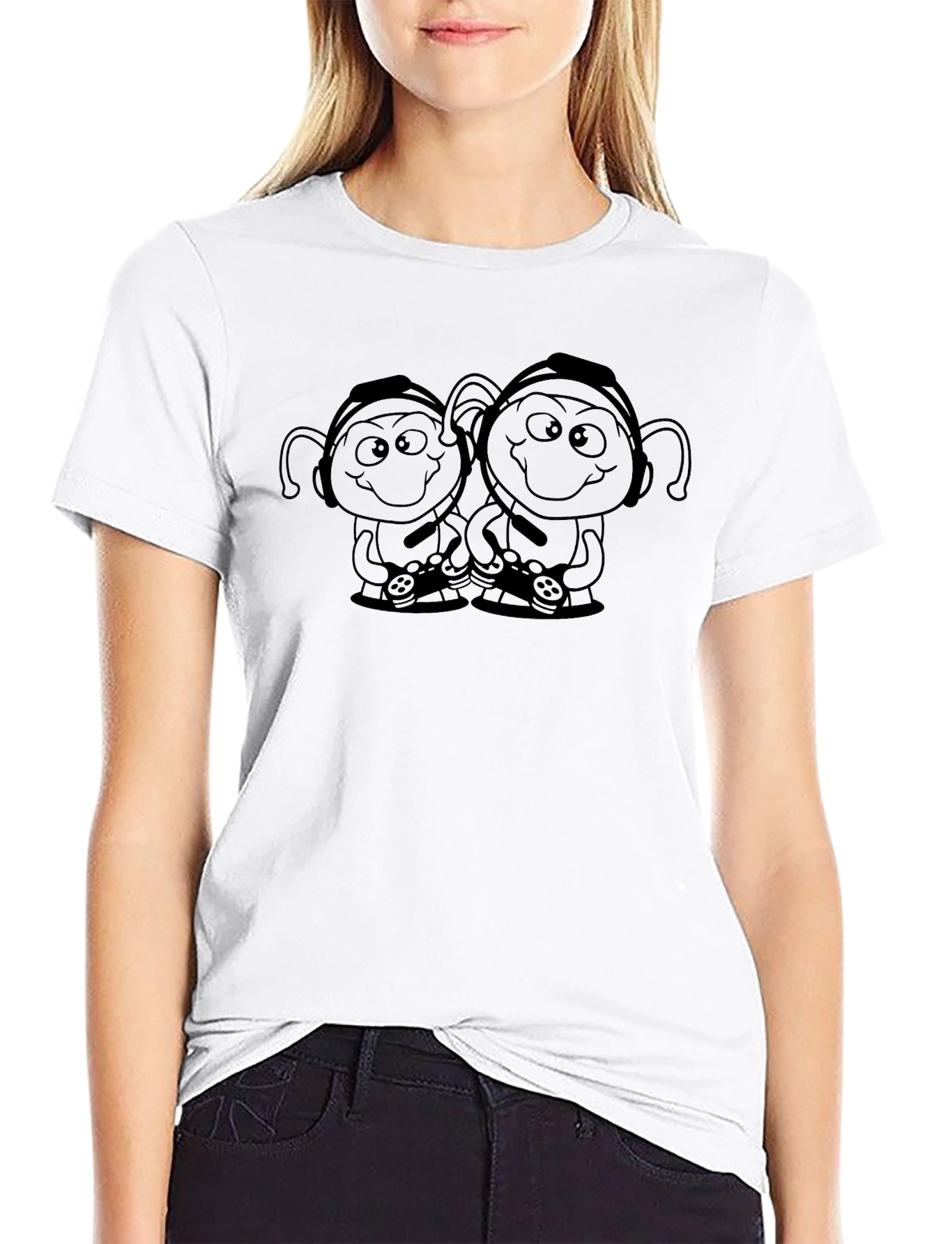 Gamer Alien Duo Black T-Shirt
