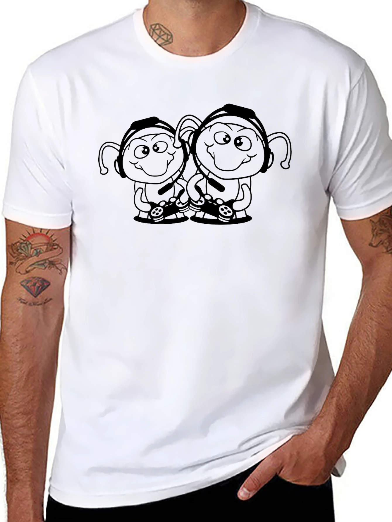 Gamer Alien Duo Black T-Shirt