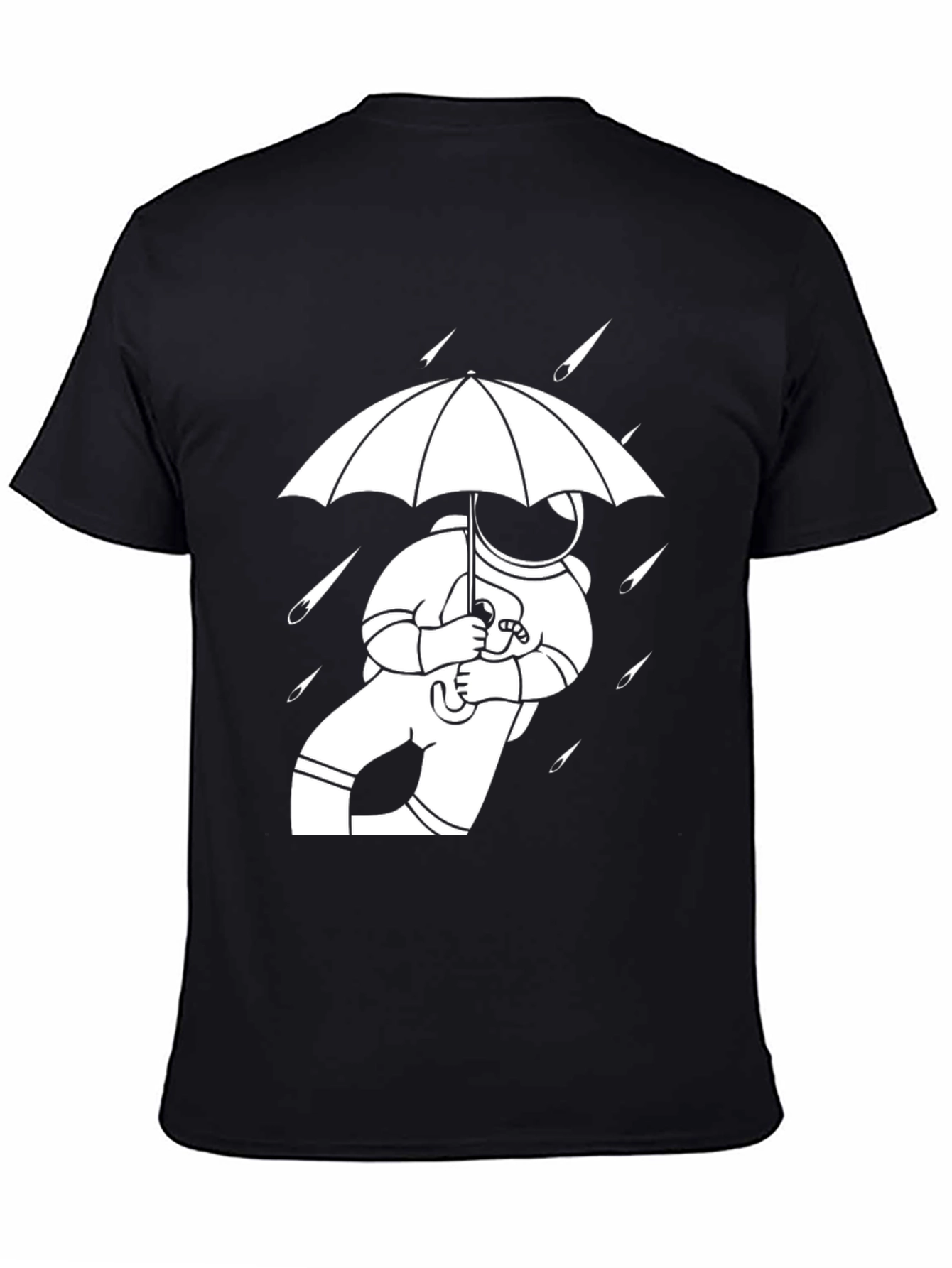 Astronaut Umbrella Black T-Shirt