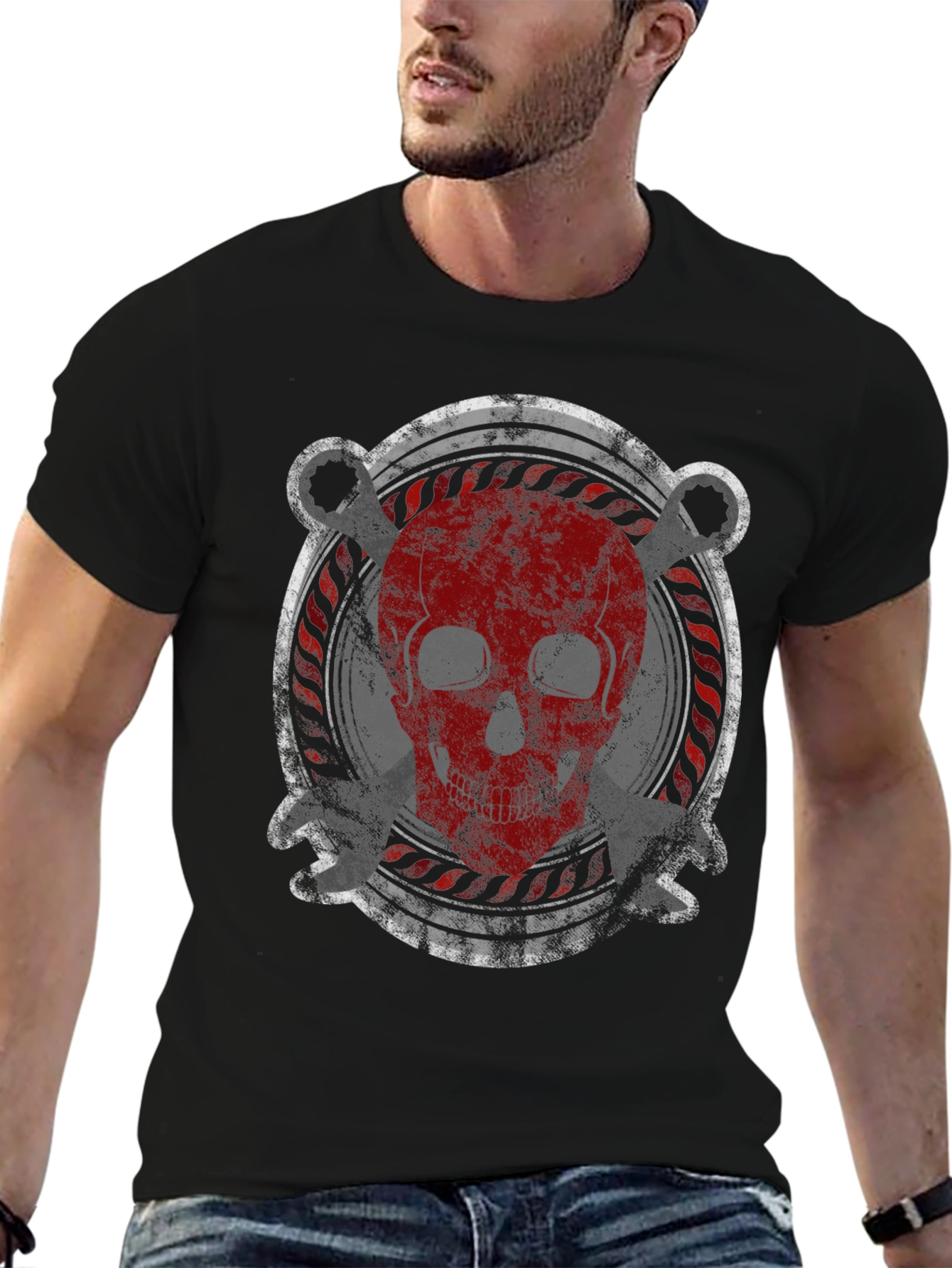 Skull & Wrenches Graphic T-Shirt - Mens Black Tee