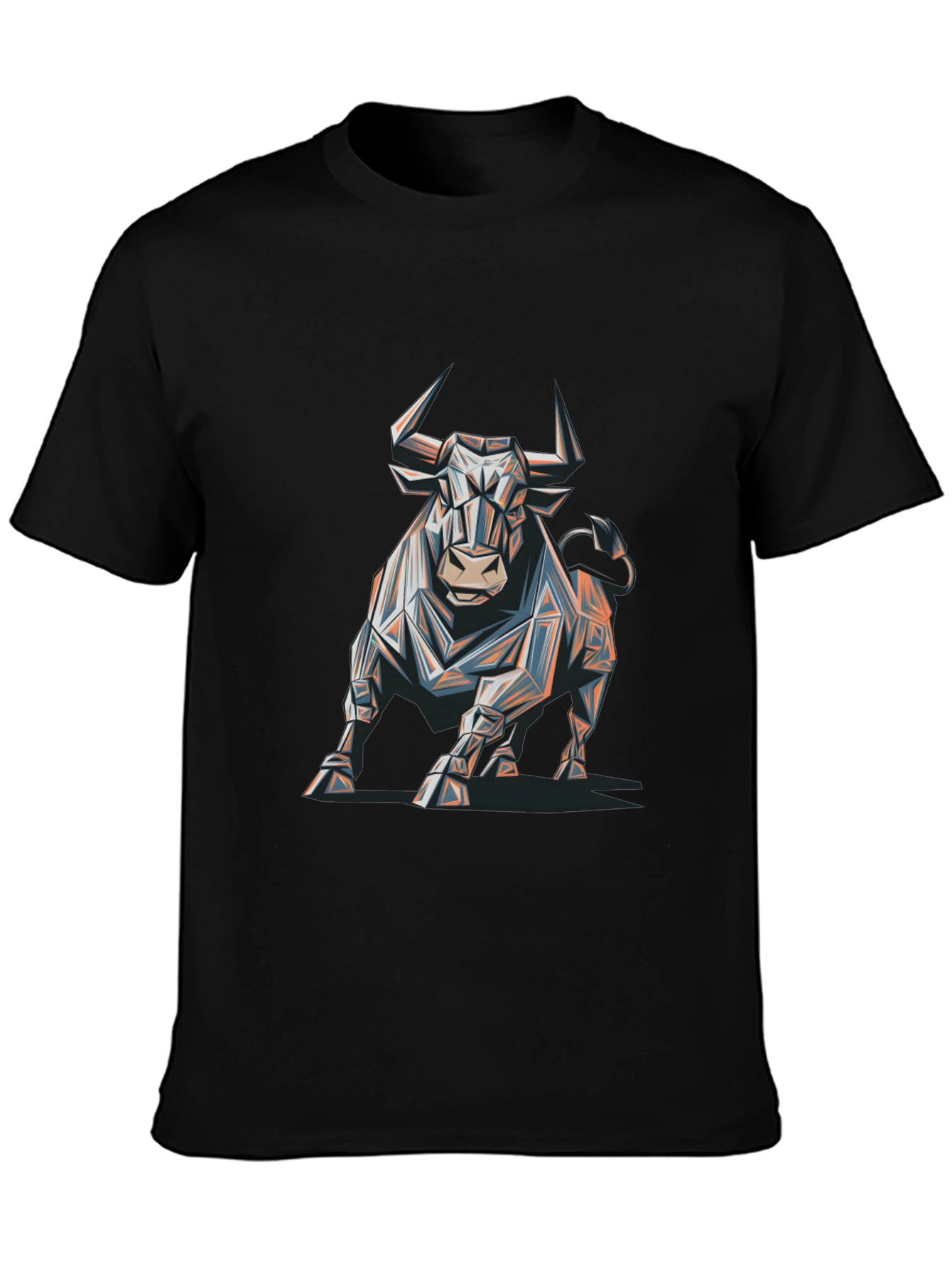 Geometric Bull Graphic Tee - Modern Mens T-Shirt