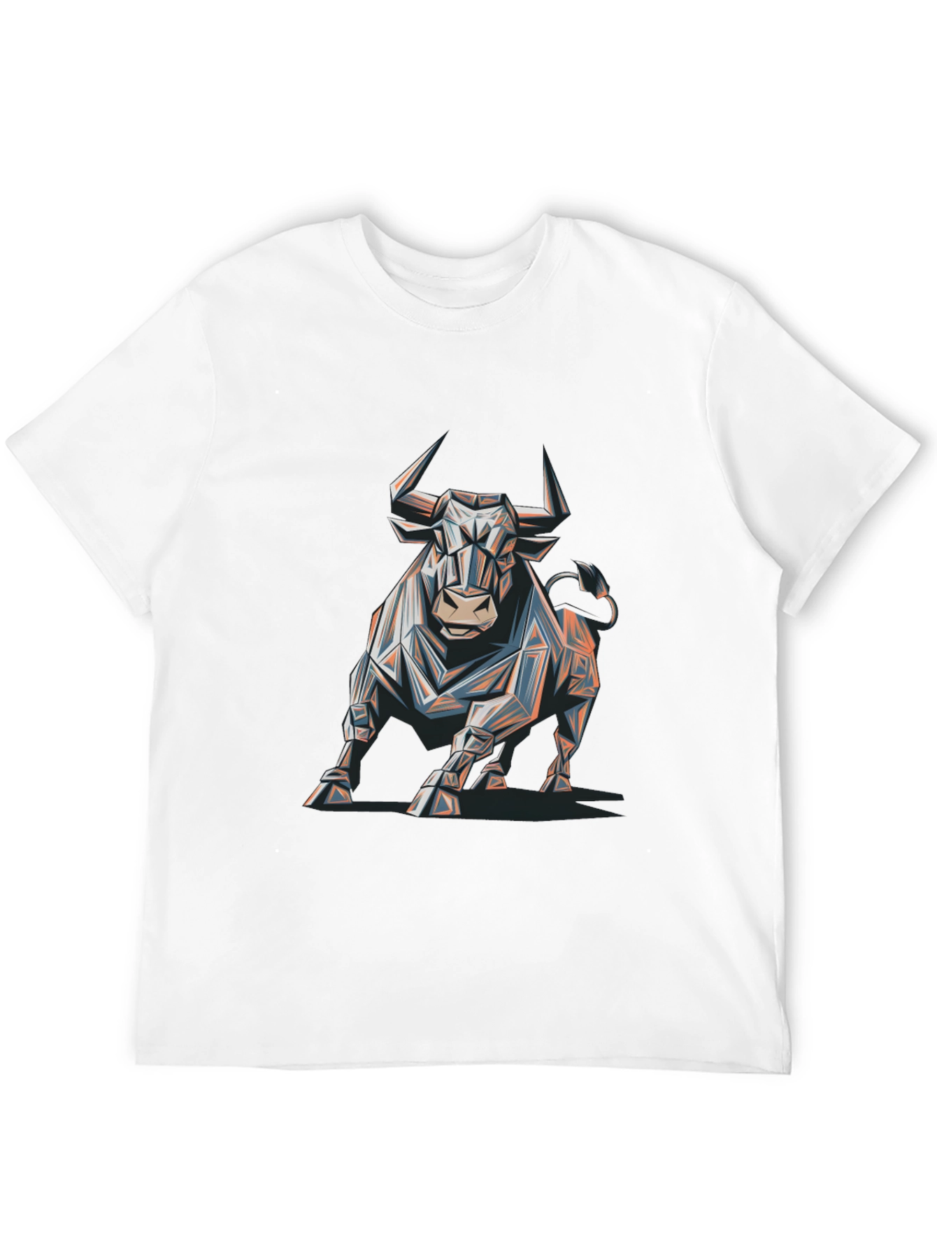 Geometric Bull Graphic Tee - Modern Mens T-Shirt
