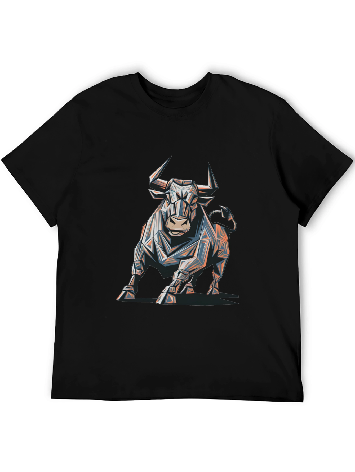 Geometric Bull Graphic Tee - Modern Mens T-Shirt
