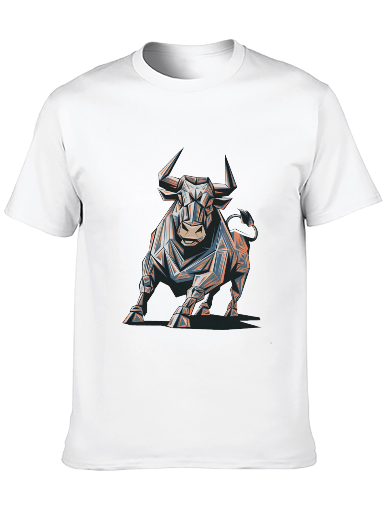 Geometric Bull Graphic Tee - Modern Mens T-Shirt