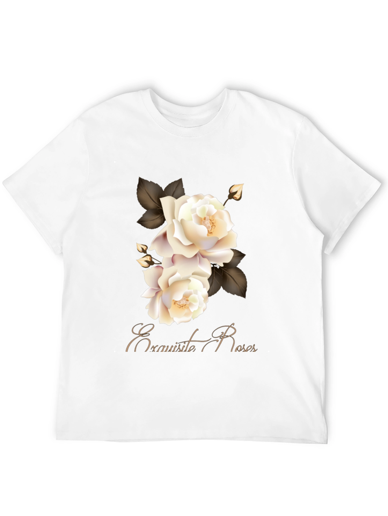 Exquisite Roses Graphic Black T-Shirt