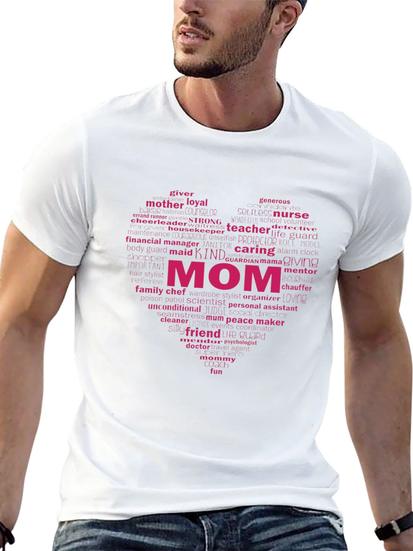 Mom Heart Word Art T-Shirt